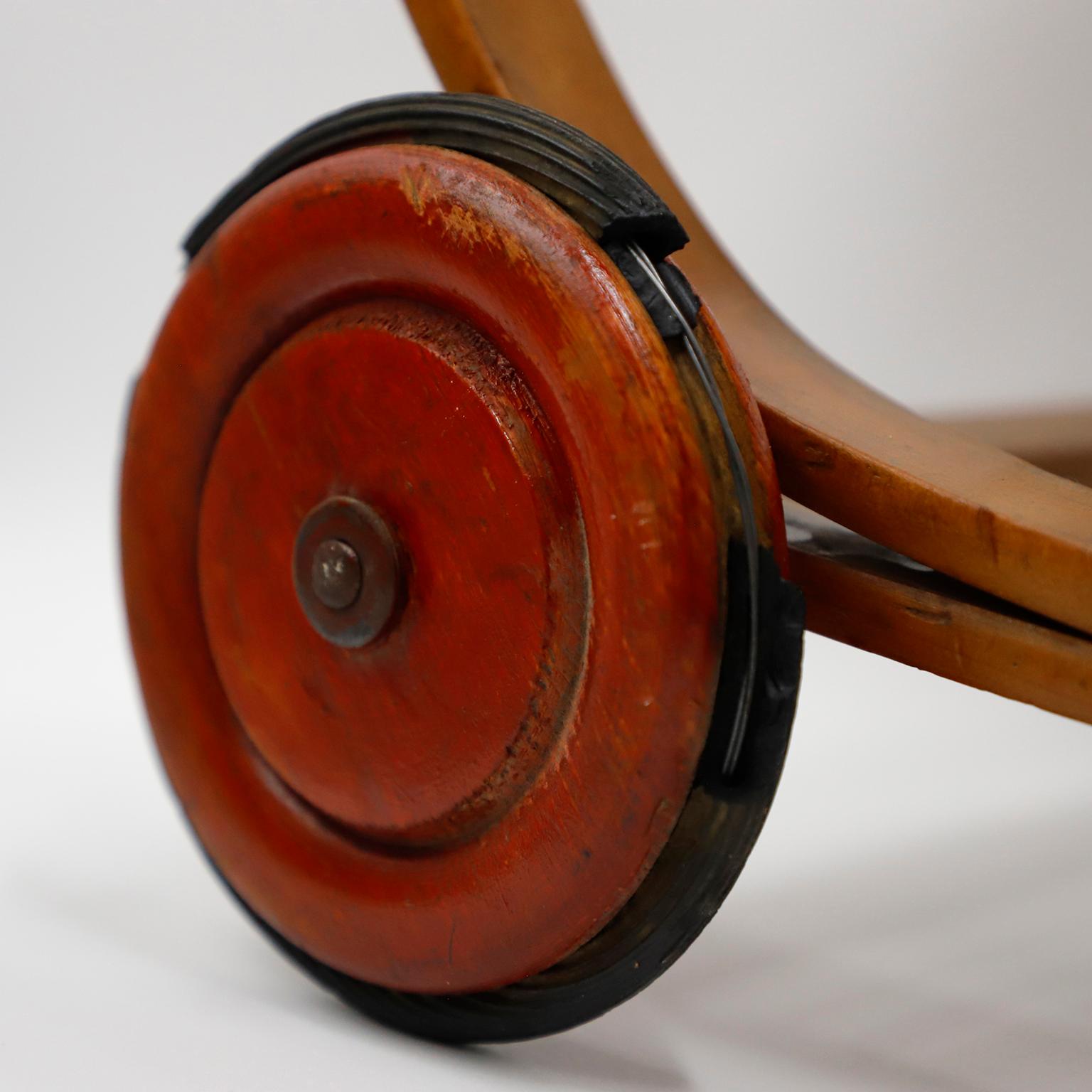 Antique Bauhaus Wooden Baby Walker For Sale 1