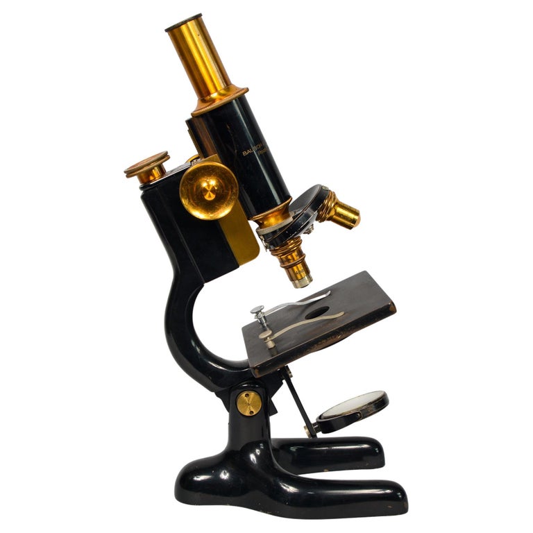 Microscope ancien Bausch and Lomb en laiton et fer sur 1stDibs