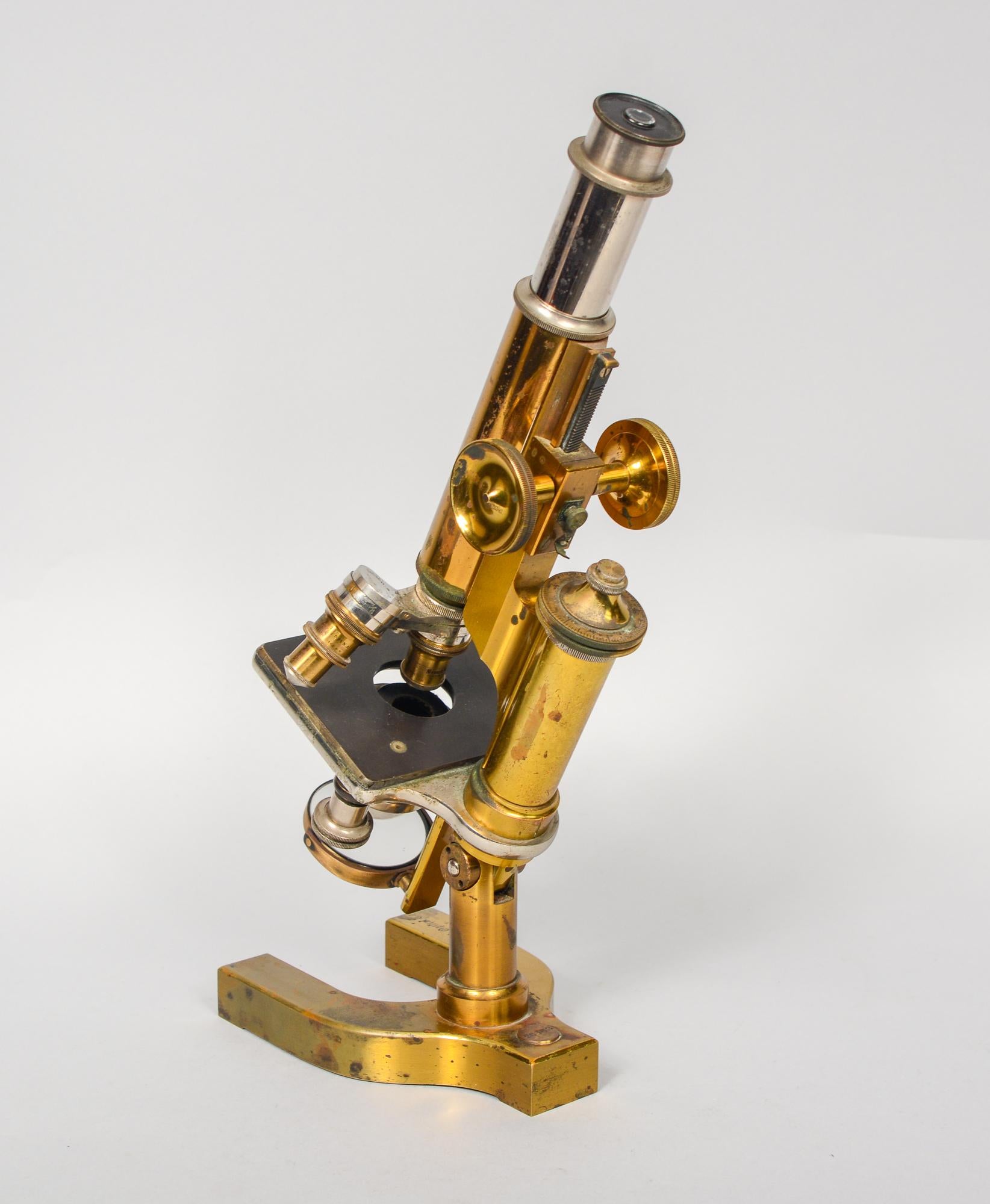 vintage brass microscope