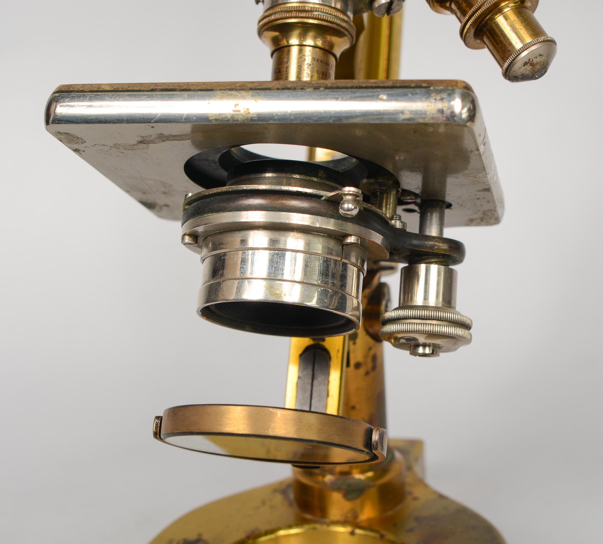 Antique Bausch and Lomb Brass Microscope In Good Condition In San Mateo, CA