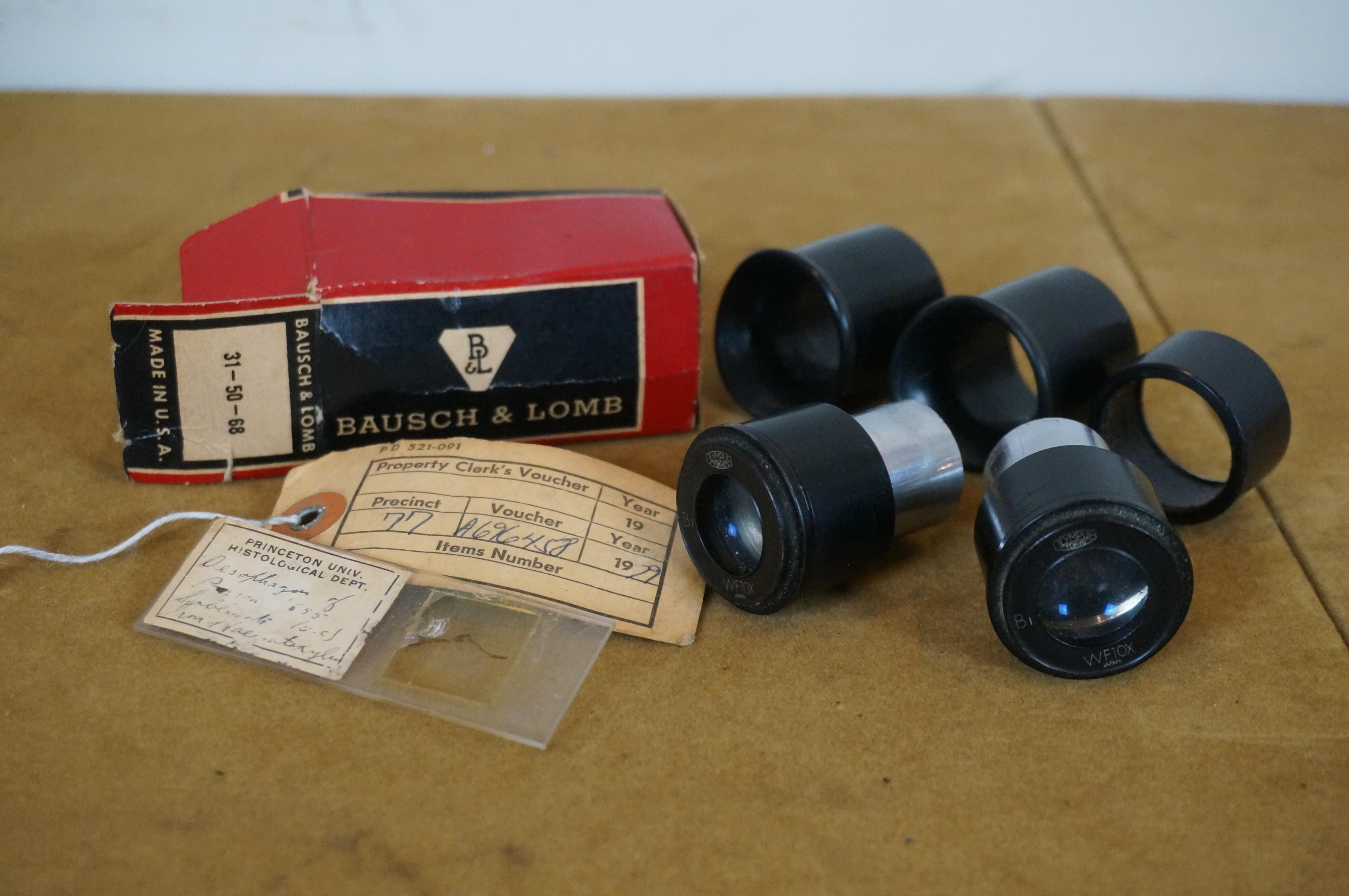 Antikes Bausch & Lomb NYC Hospital Messing Monocular Mikroskop & Etui, NYC Hospital 6