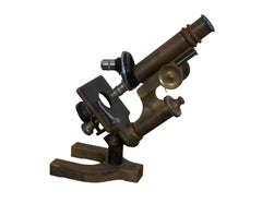 Antique Bausch & Lomb NYC Hospital Brass Monocular Microscope & Case