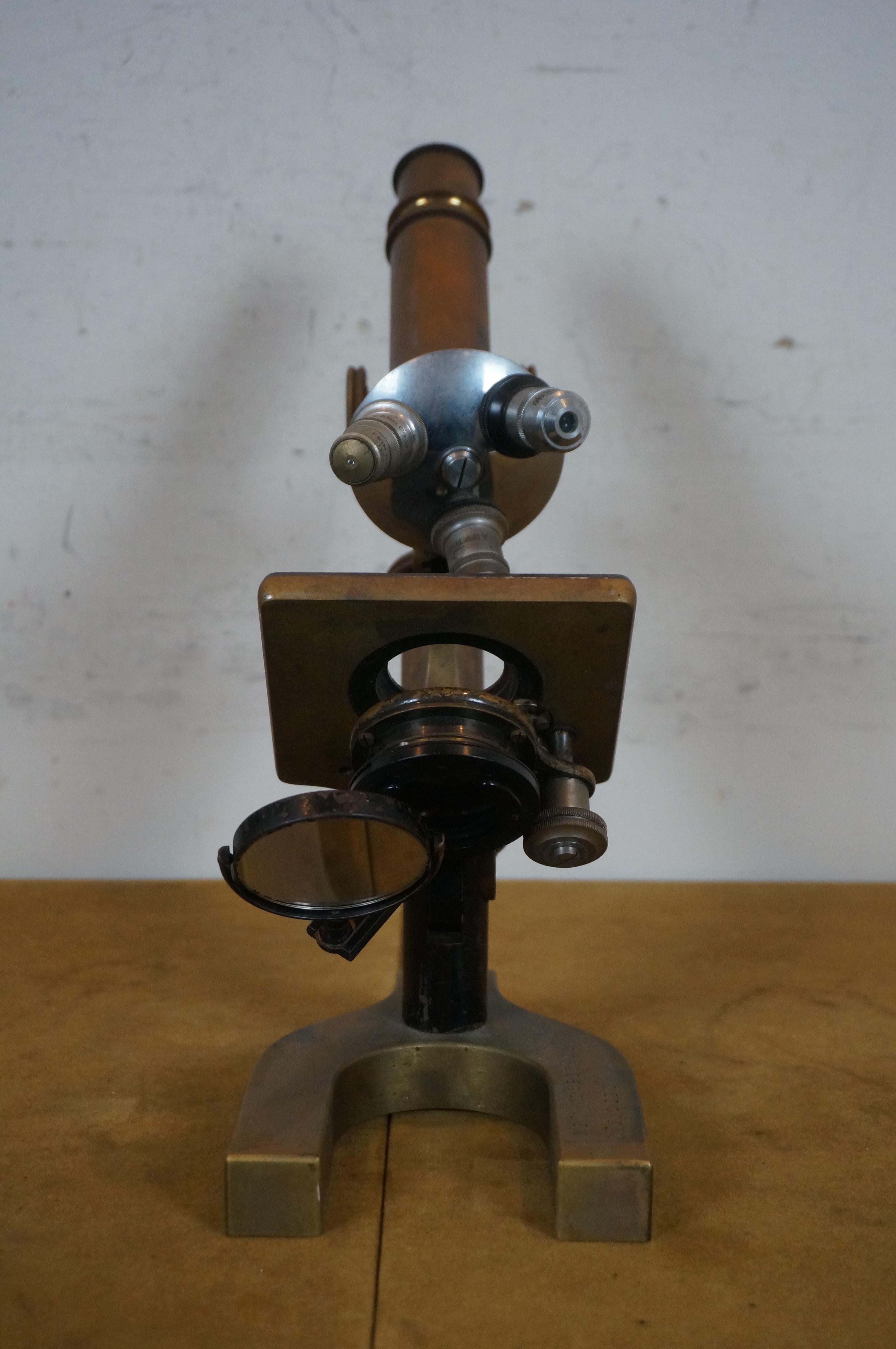 Antikes Bausch & Lomb NYC Hospital Messing Monocular Mikroskop & Etui, NYC Hospital (Glas)