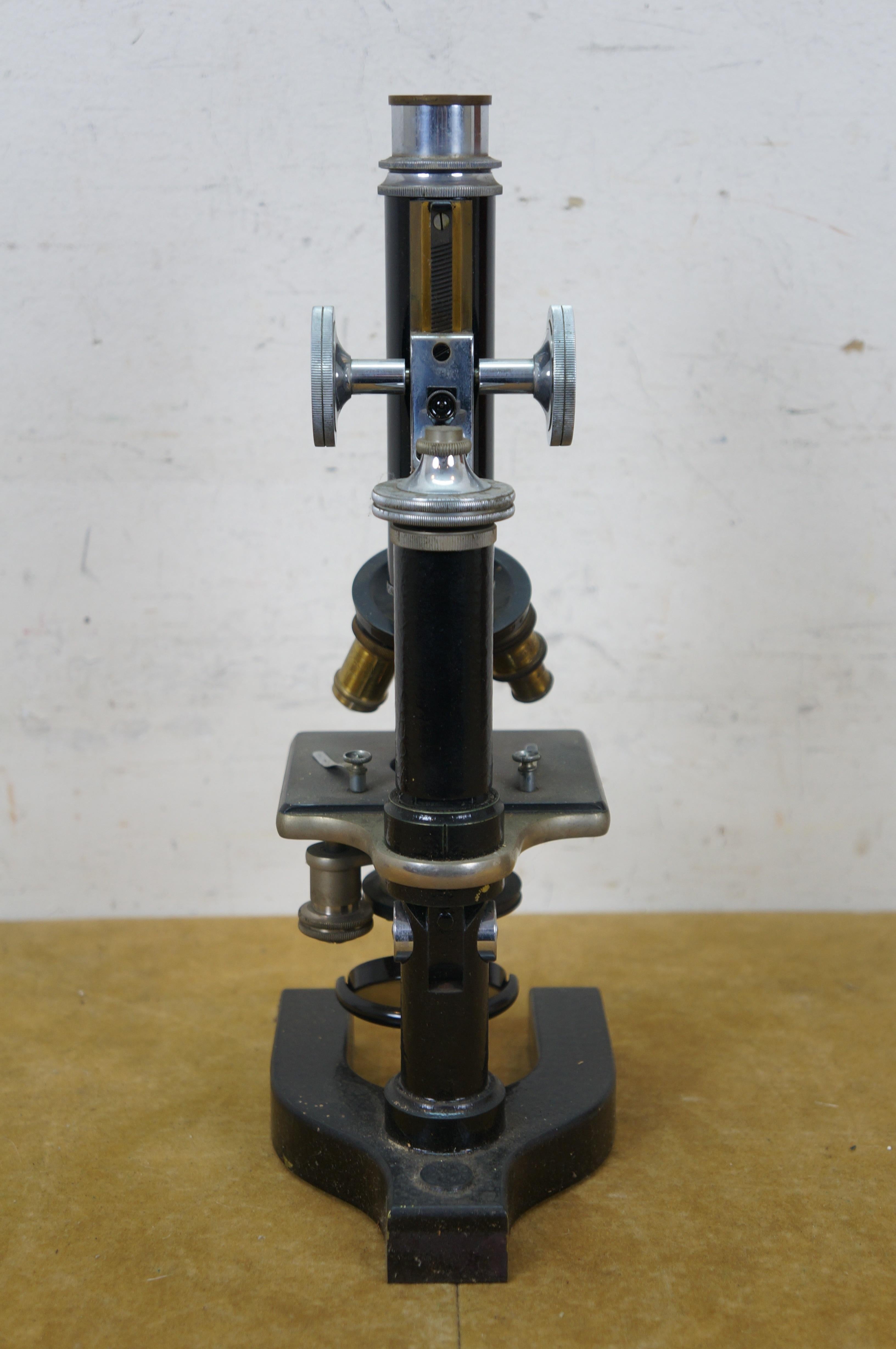 Metal Antique Bausch & Lomb Optical Medical Scientific Lab Microscope 12