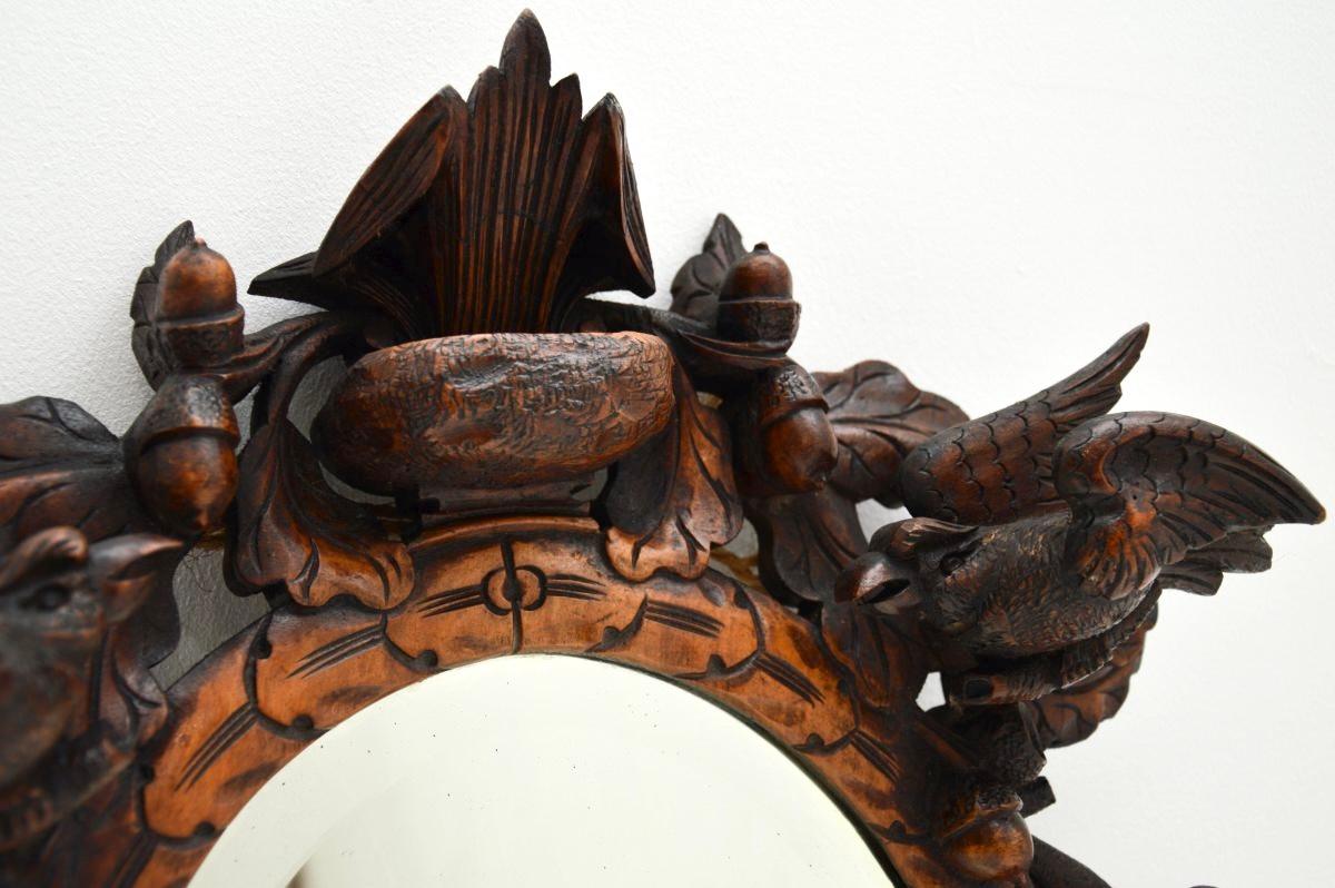 Forêt-Noire Antique Black Forest Mirror en chêne sculpté de Bavière en vente