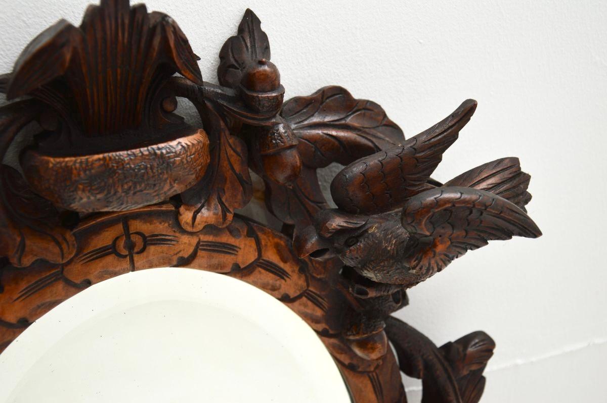 Antique Black Forest Mirror en chêne sculpté de Bavière Bon état - En vente à London, GB