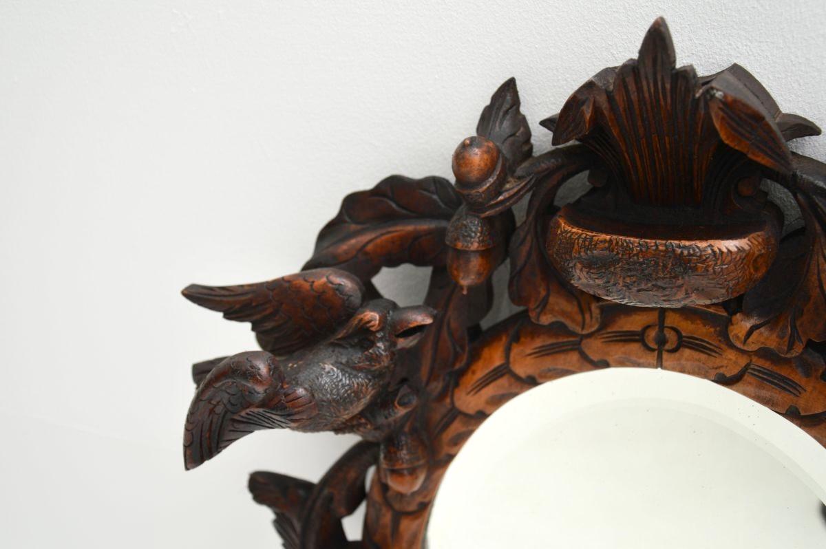 Fin du XIXe siècle Antique Black Forest Mirror en chêne sculpté de Bavière en vente
