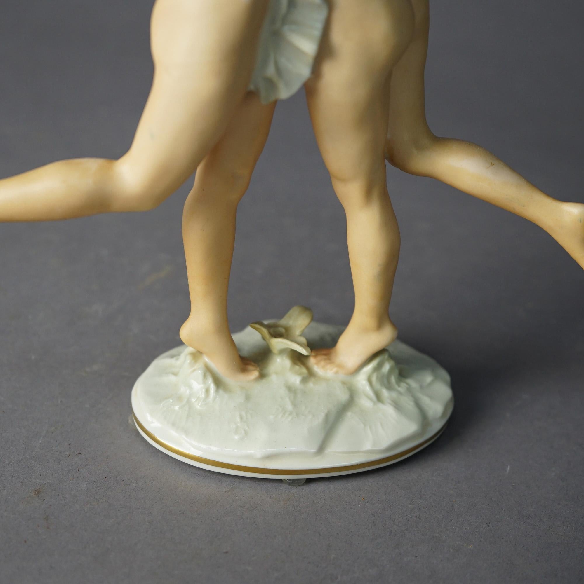 European Antique Bavarian Hutschenreuther Porcelain Nude Women & Ball, Karl Tutter, c1920