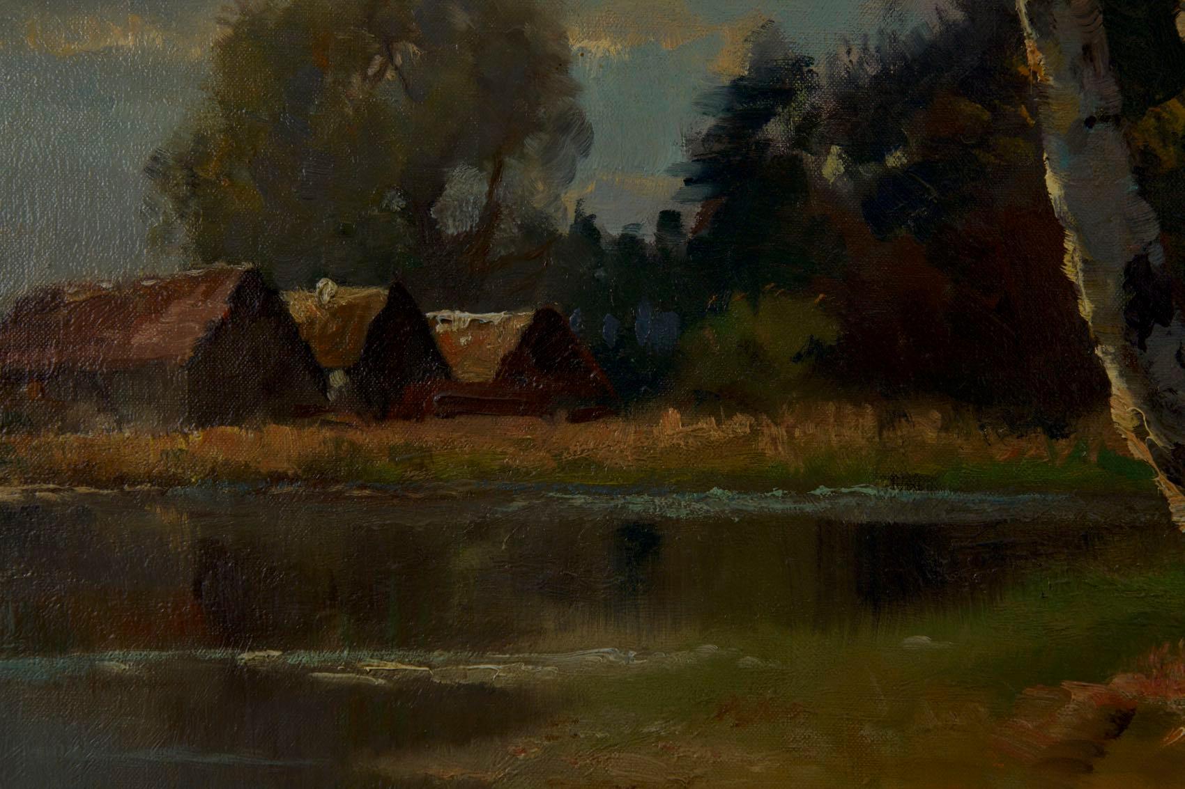 Antike bayerische Landschaftsmalerei von Fritz Müller Schwaben (Leinwand)