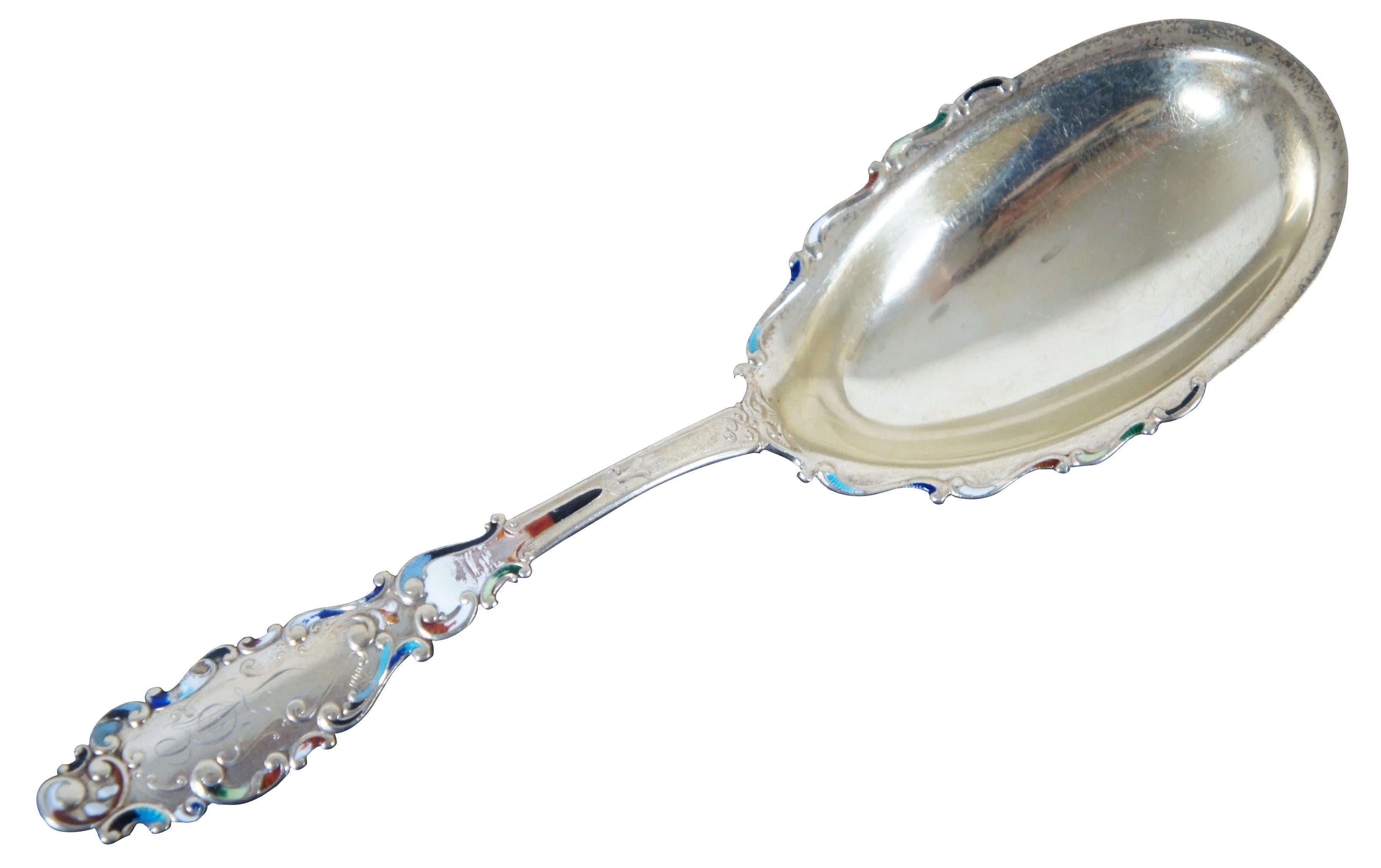 Victorian Antique BB&B Gorham Luxembourg Sterling Silver Enameled Serving Spoon 89g 9
