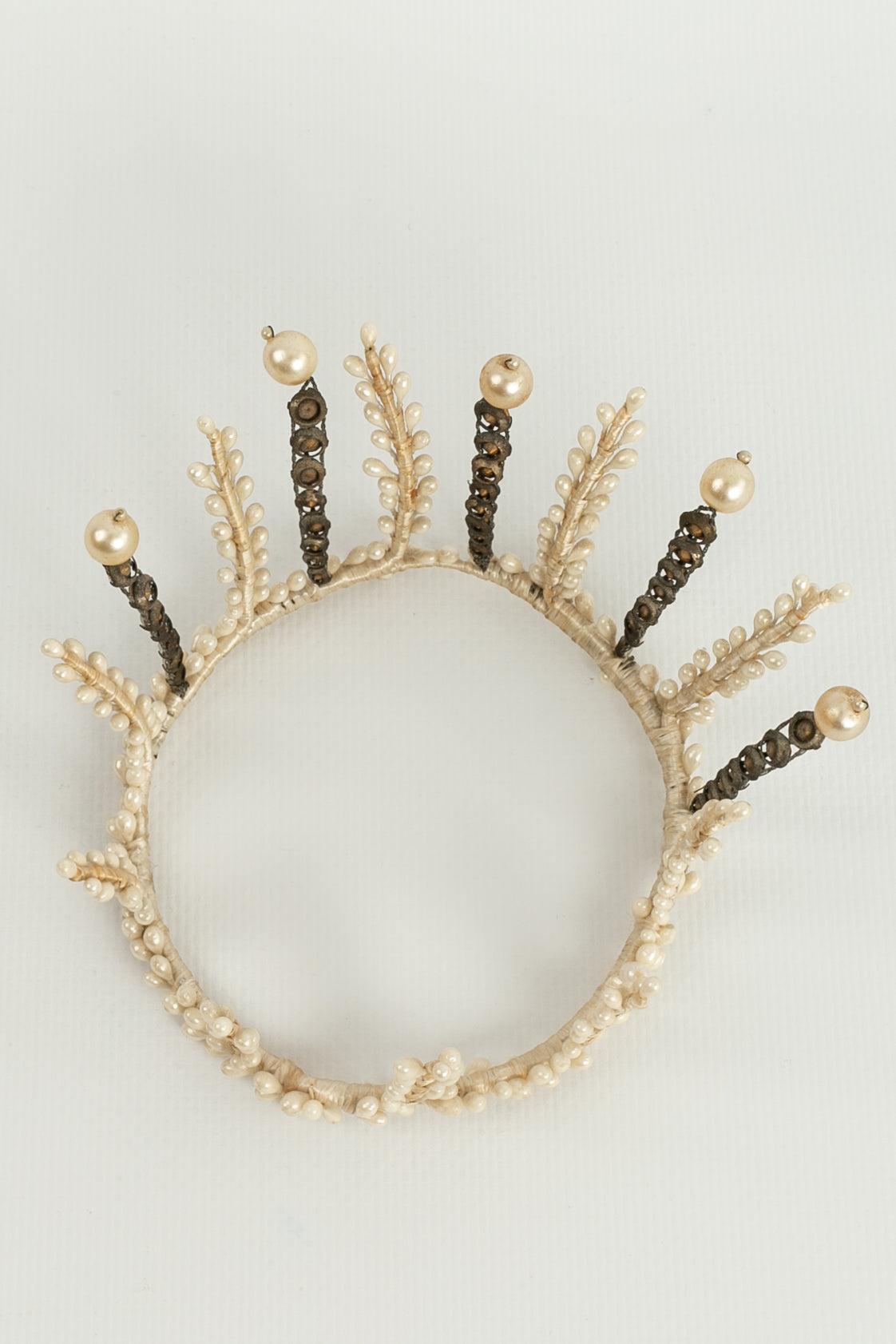 Couronne de perles antique, années 1910 en vente 3