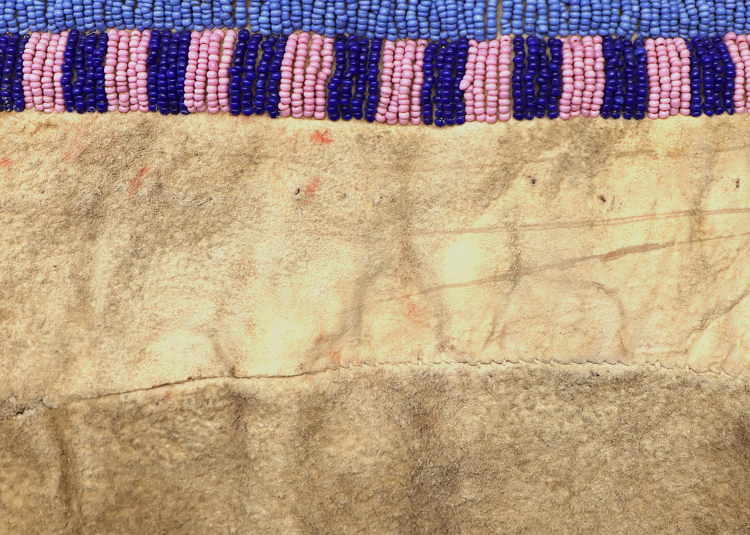Native American Antique Beaded Child's Dress & Leggings, Sioux (Plains Indian) circa 1900, blue
