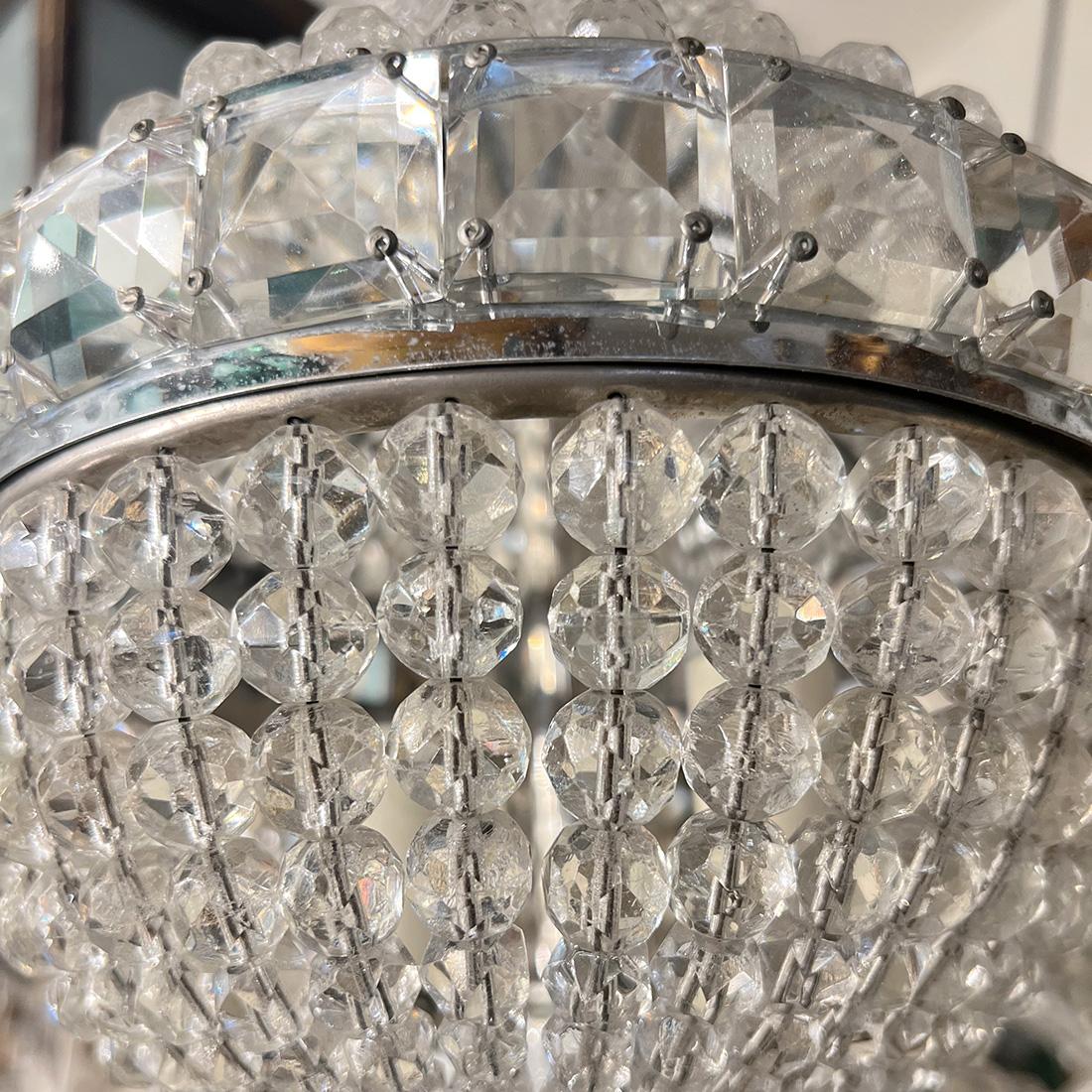 Antique Beaded Crystal Lantern In Good Condition For Sale In New York, NY