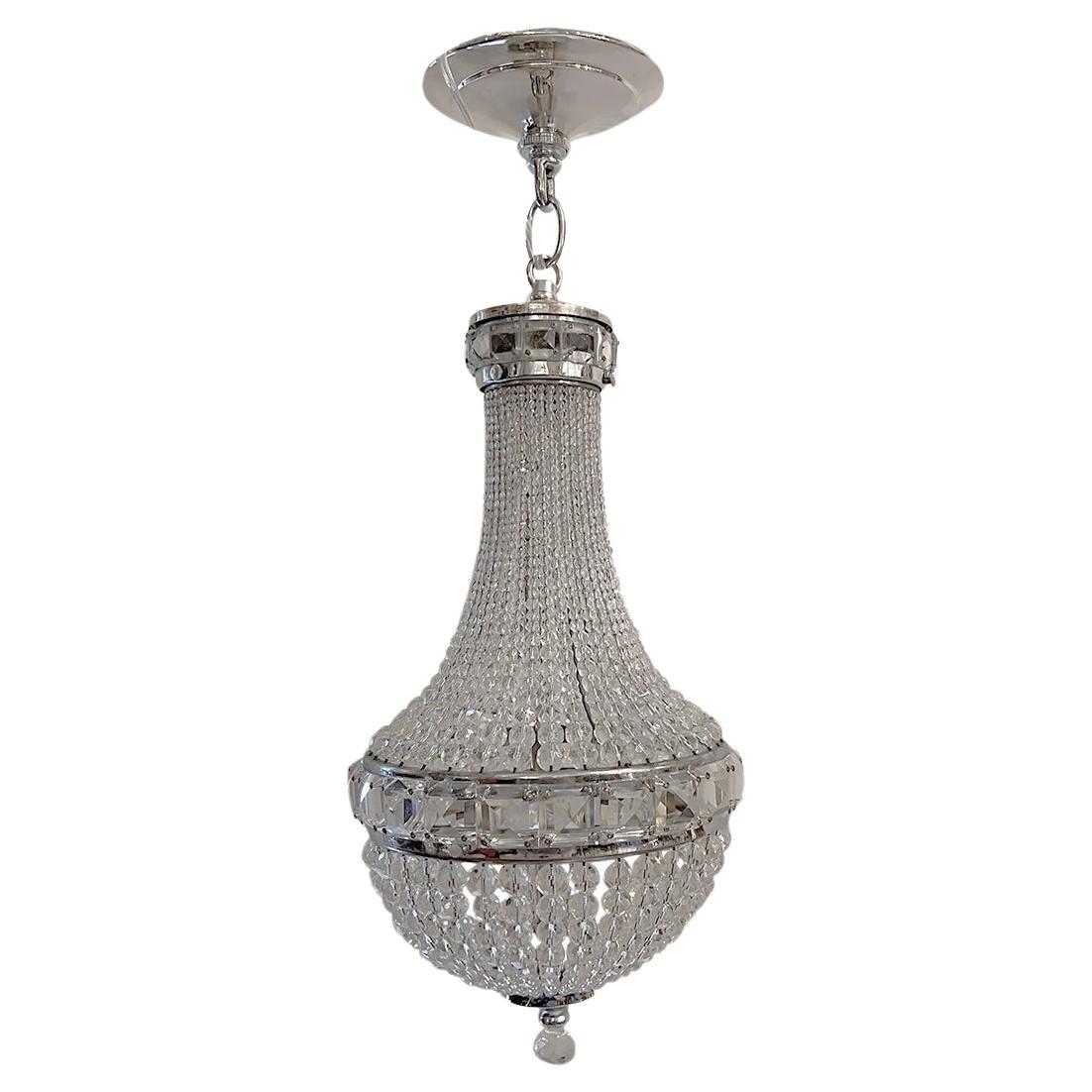 Antique Beaded Crystal Lantern For Sale