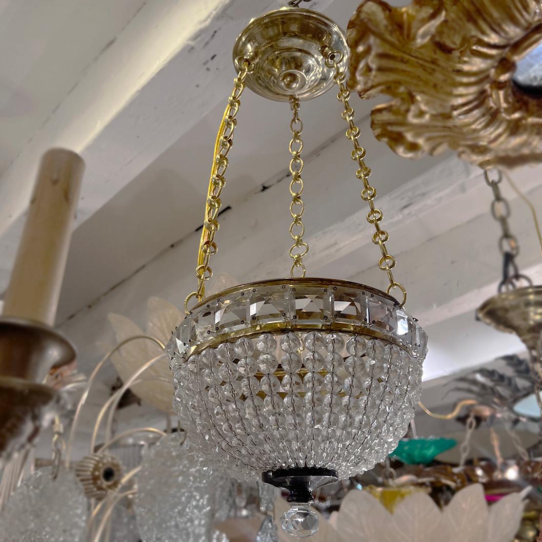 French Antique Beaded Crystal light fixture For Sale