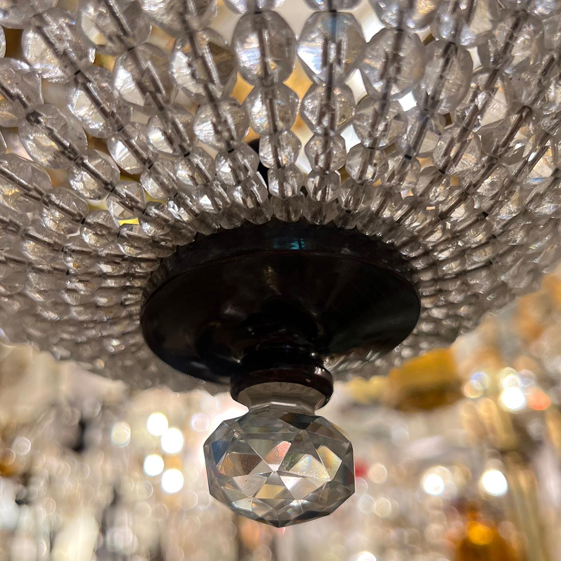 Antique Beaded Crystal light fixture In Good Condition For Sale In New York, NY