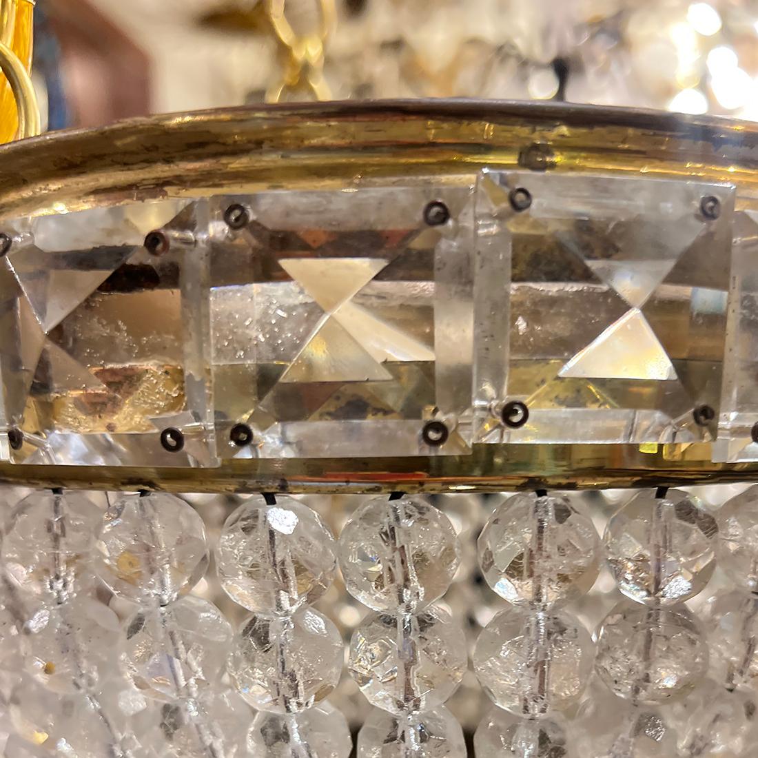 Early 20th Century Antique Beaded Crystal light fixture For Sale