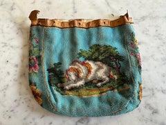 Antique Beaded Drawstring Purse with Dog and Parrot Motif – Germany, circa 1850