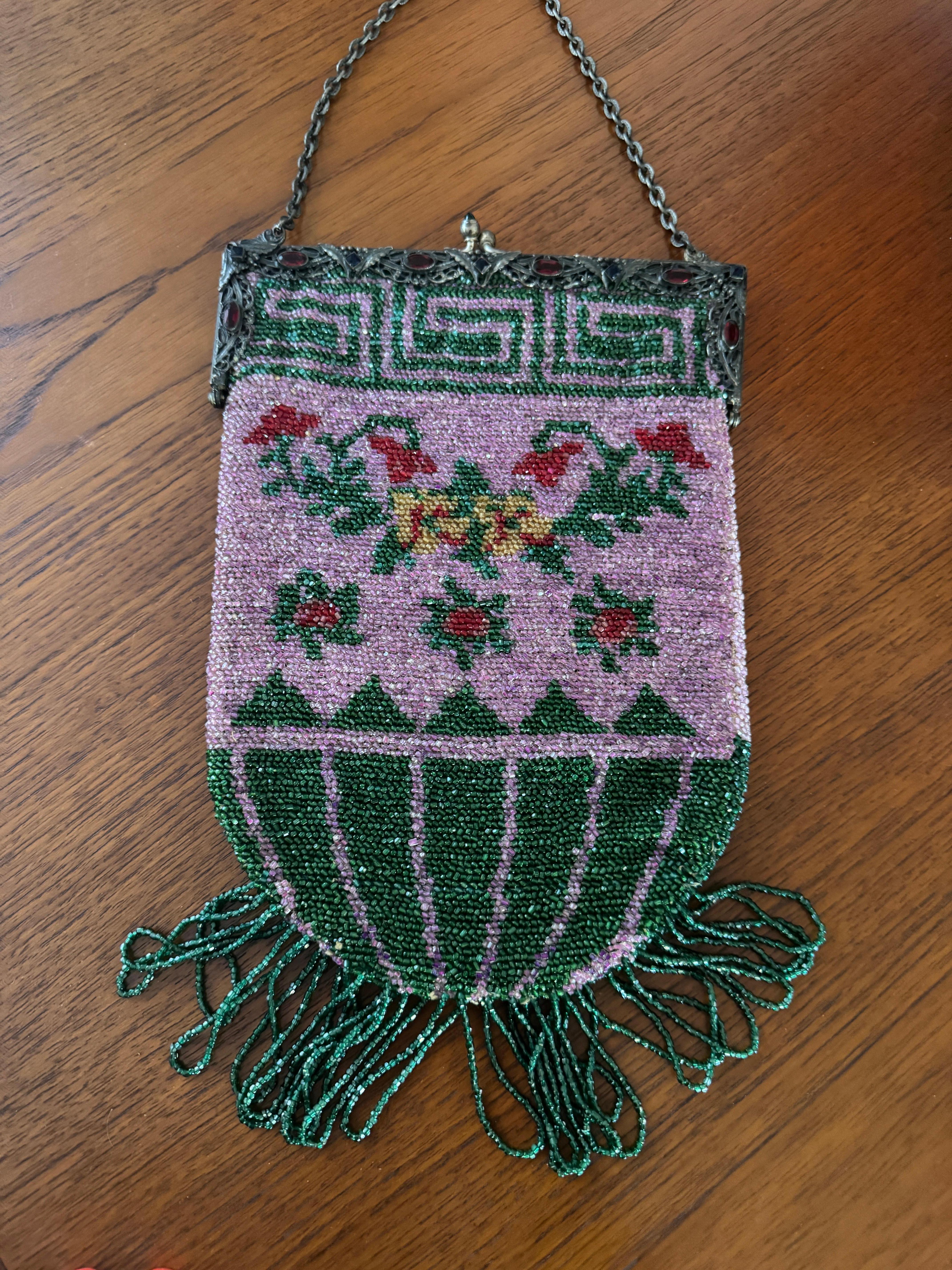 Antique Beaded Flapper Hand Bag 1920s Purse en vente 5