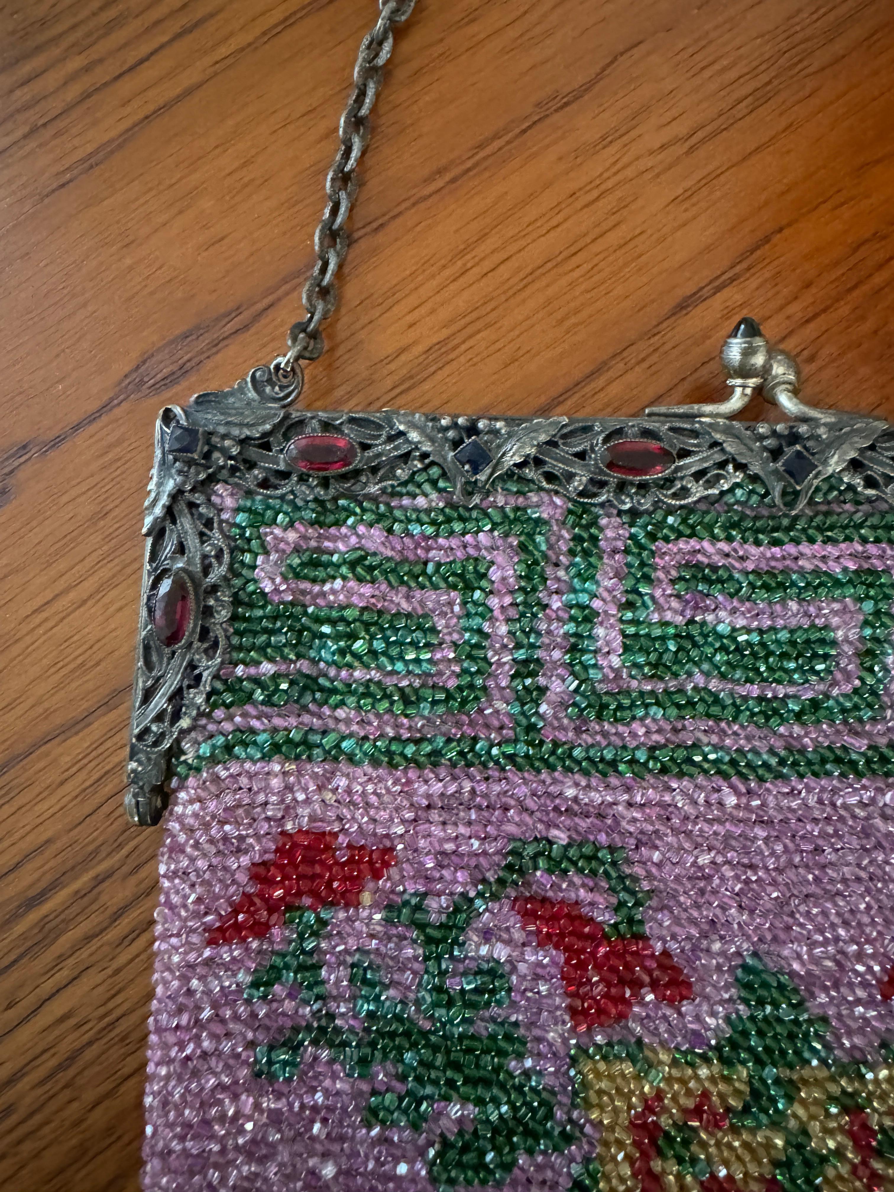 Antique Beaded Flapper Hand Bag 1920s Purse en vente 6