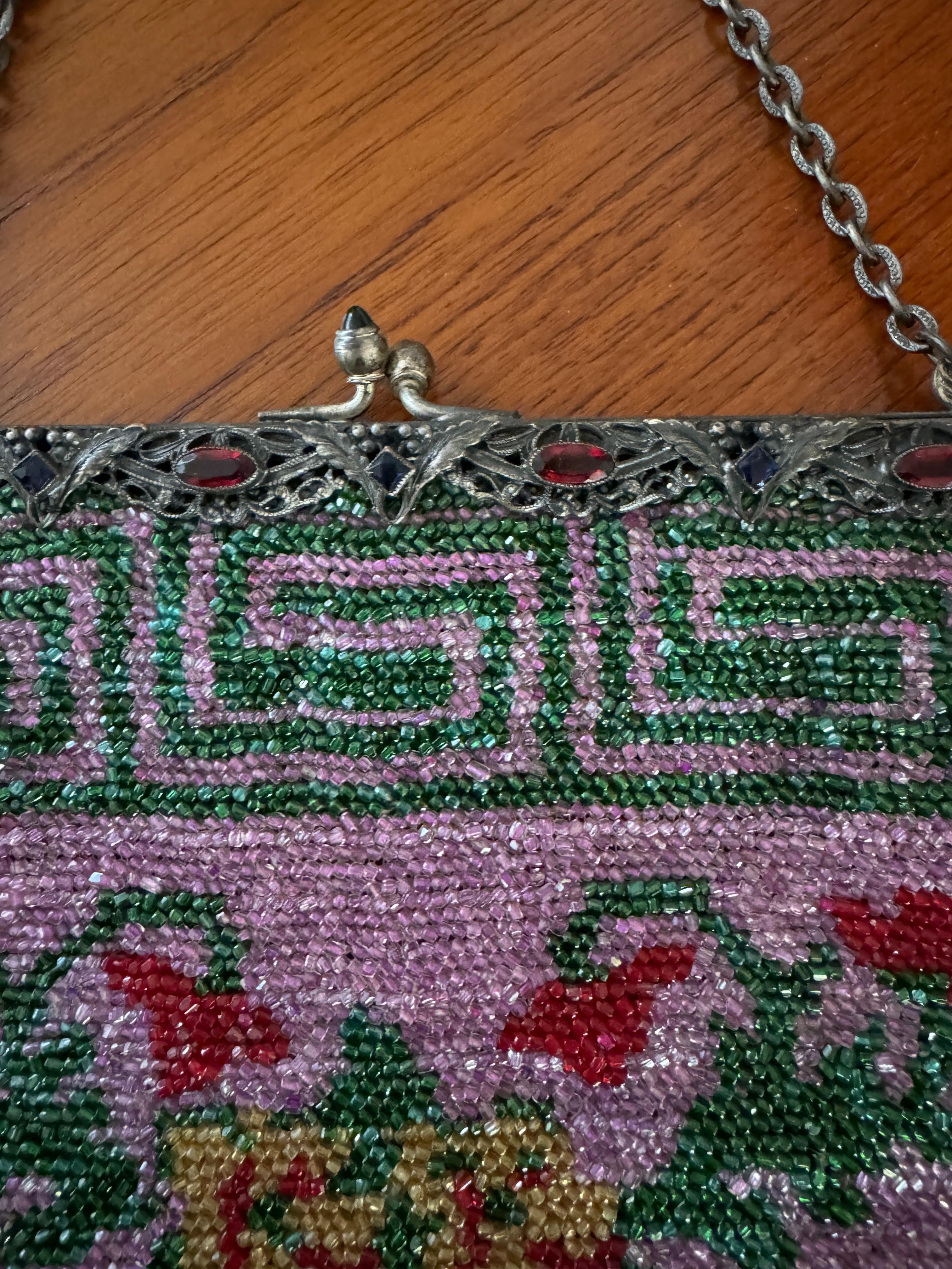 Antique Beaded Flapper Hand Bag 1920s Purse en vente 7