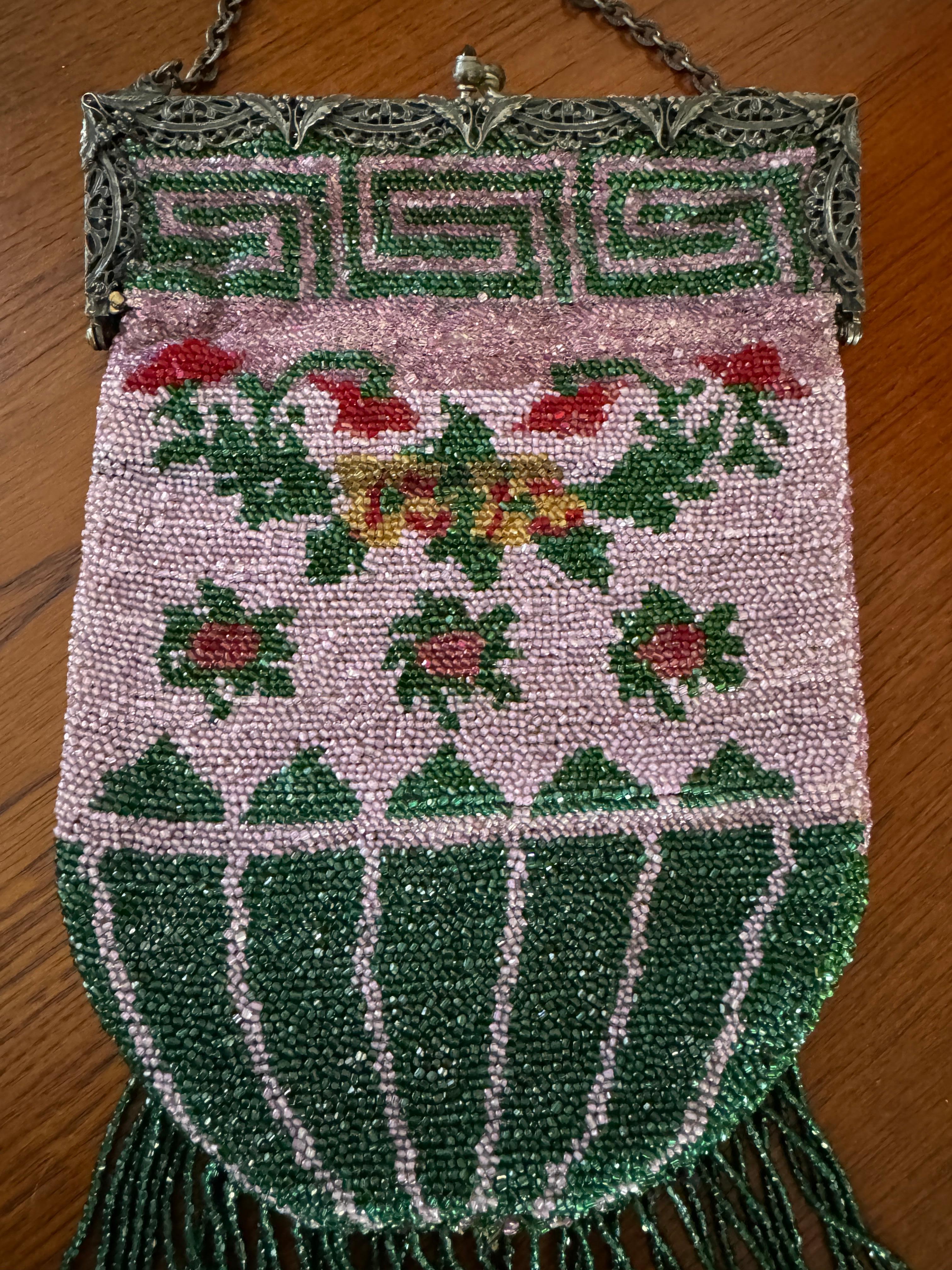 Antique Beaded Flapper Hand Bag 1920s Purse en vente 9