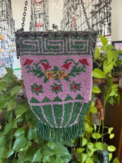 Antique Beaded Flapper Hand Bag 1920s Purse