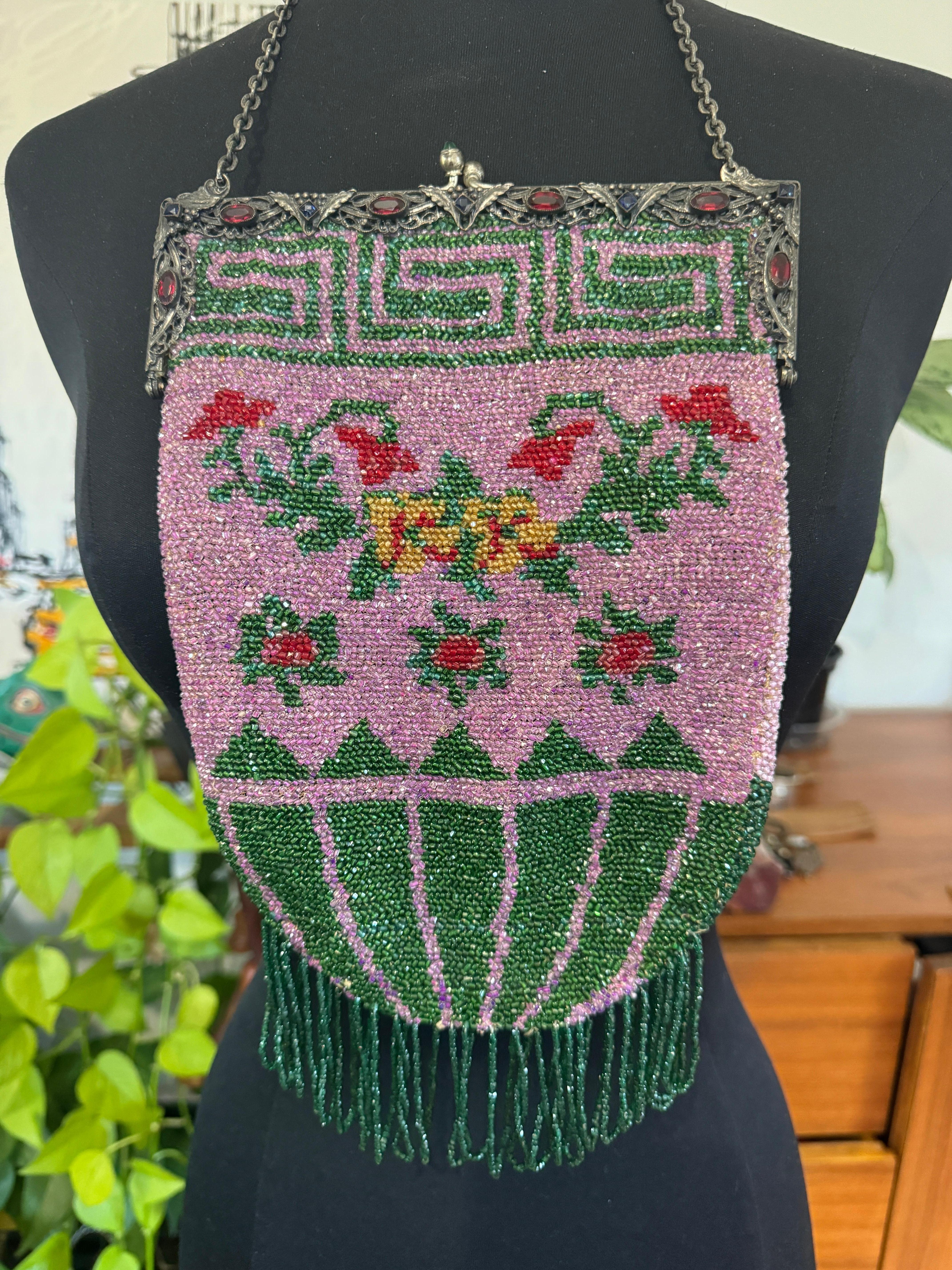 Antique Beaded Flapper Hand Bag 1920s Purse en vente 1