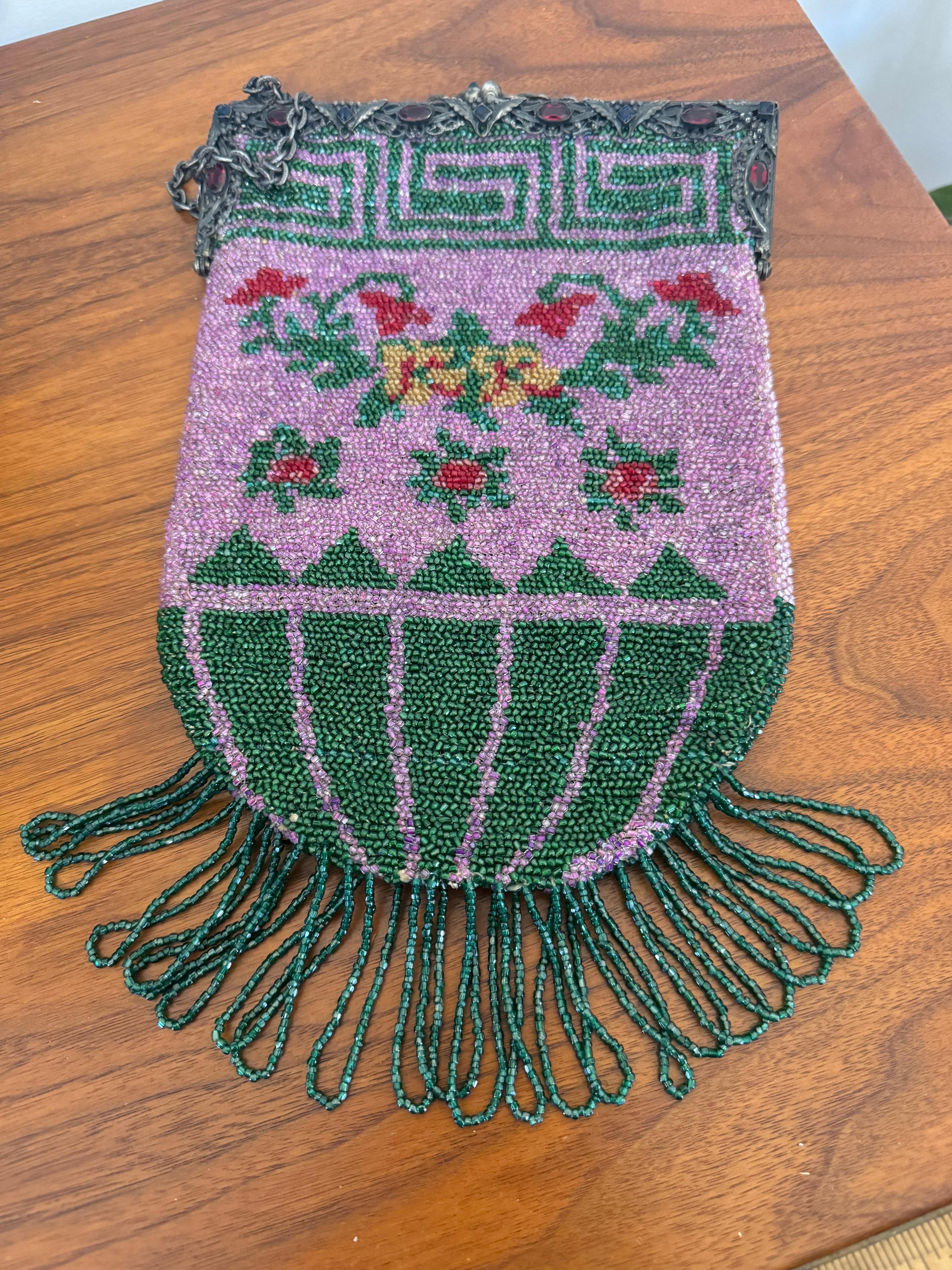 Antique Beaded Flapper Hand Bag 1920s Purse en vente 4
