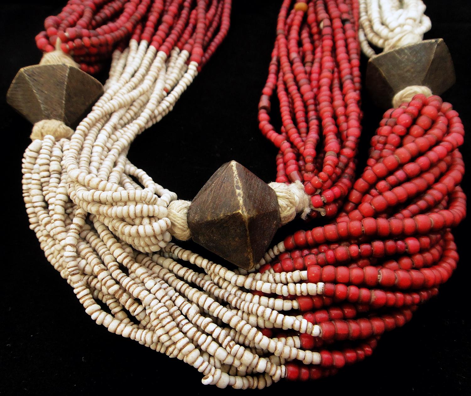This antique multi strand necklace is traditionally strung using 