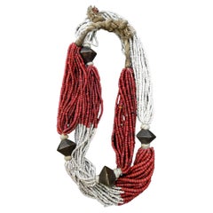 Vintage Beaded Multi Strand Tribal Necklace