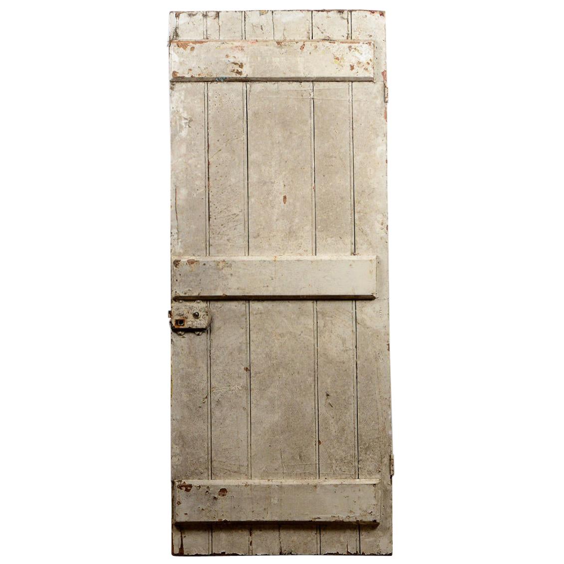 Antique Beaded Plank Elm Door, 20th Century For Sale
