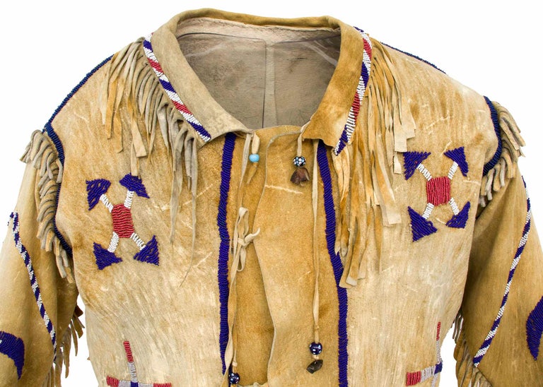 Hide Antique Beaded Shirt, Apache, Native American, circa 1890-1910, Southwestern US