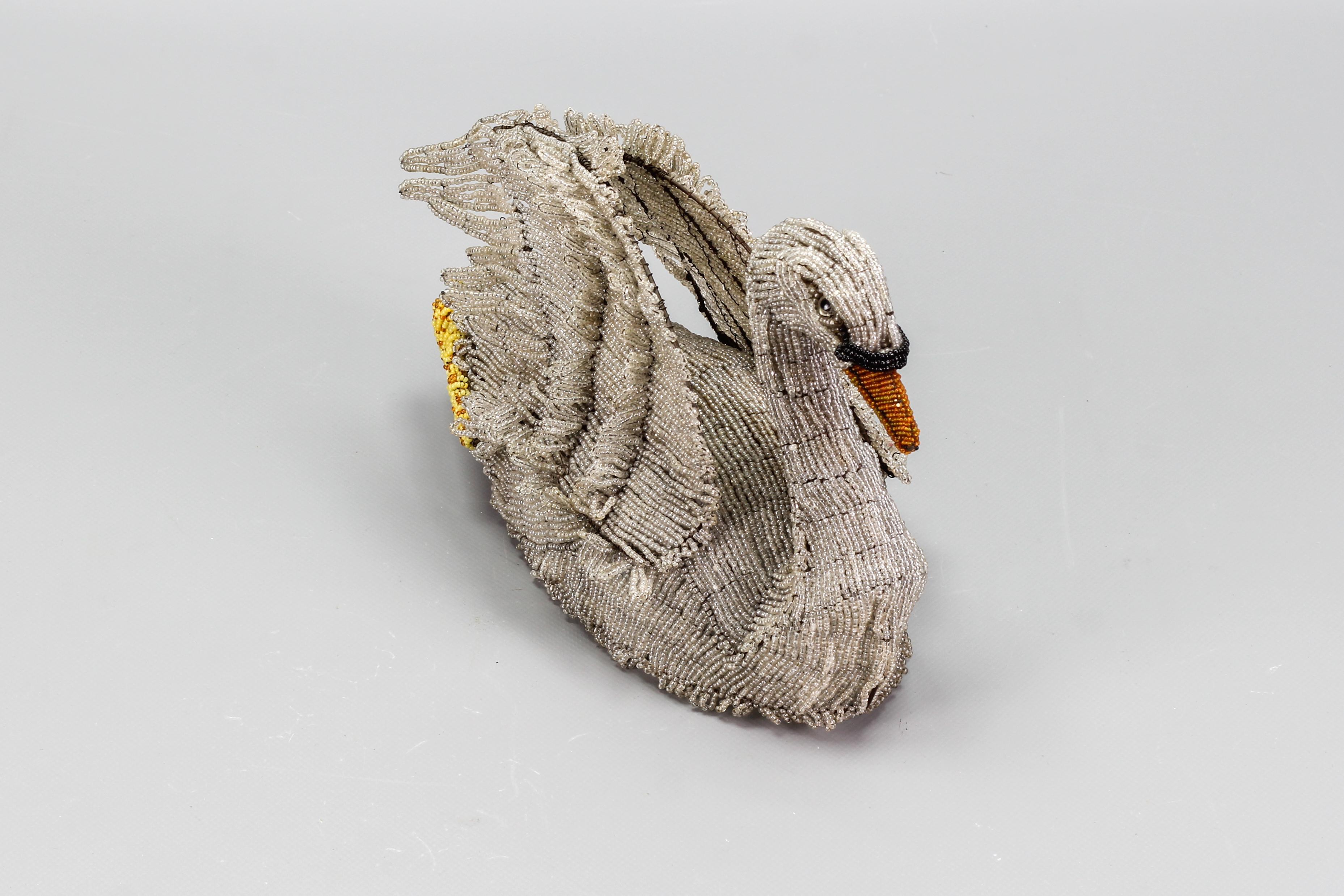 Antique Beaded Swan Figure, Late 19th Century For Sale 4