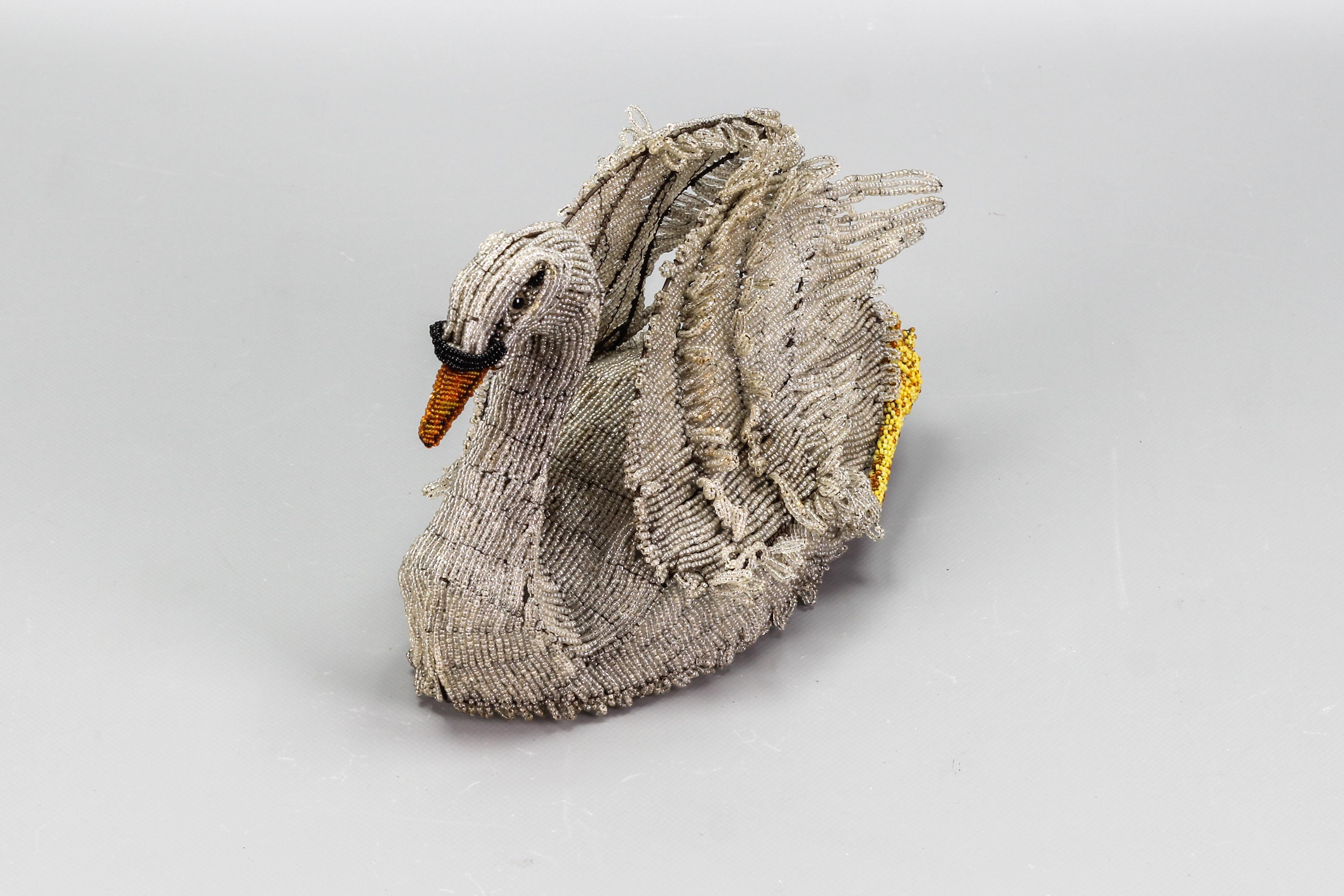 Antique Beaded Swan Figure, Late 19th Century For Sale 5
