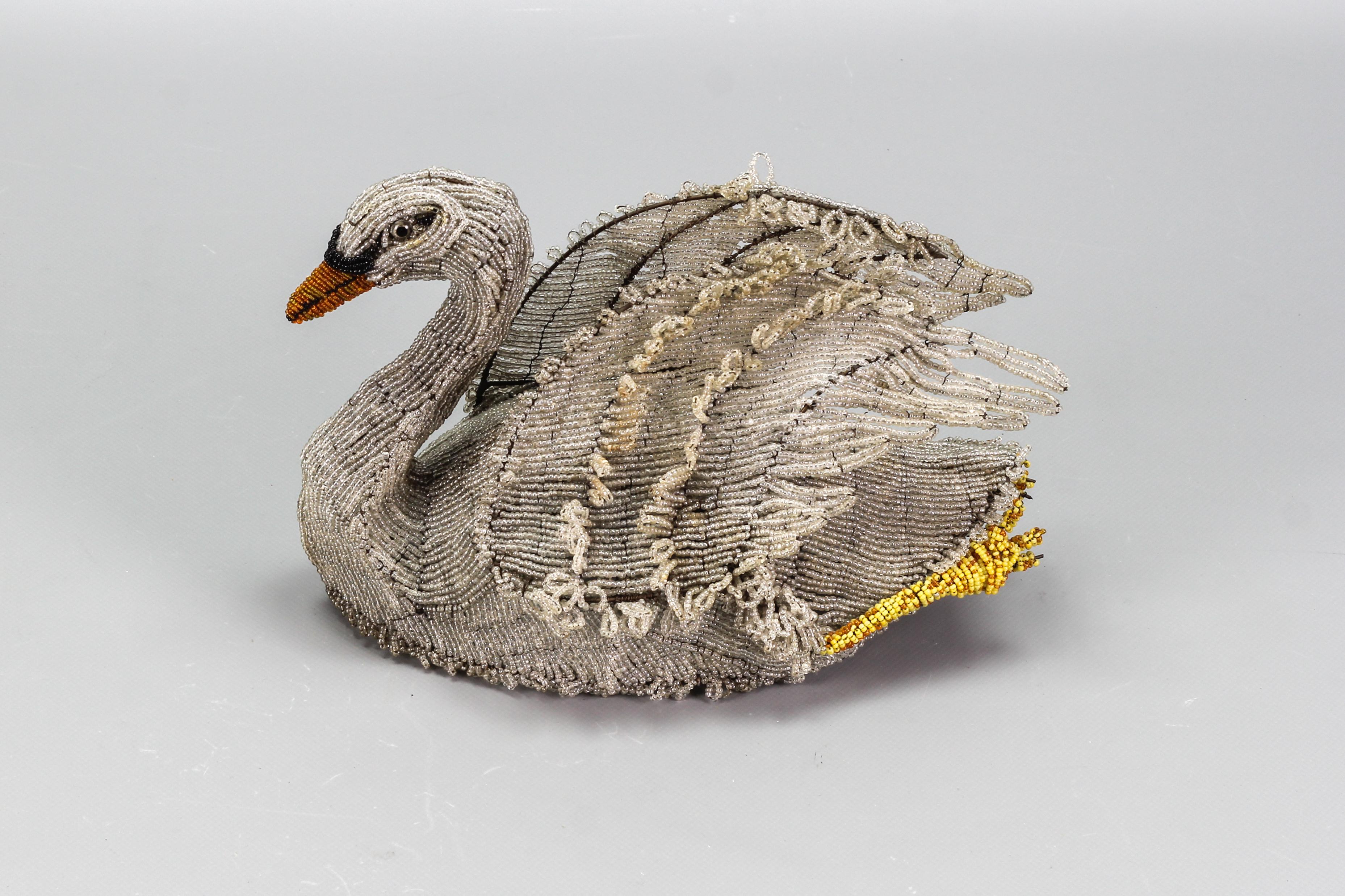 Antique Beaded Swan Figure, Late 19th Century For Sale 6