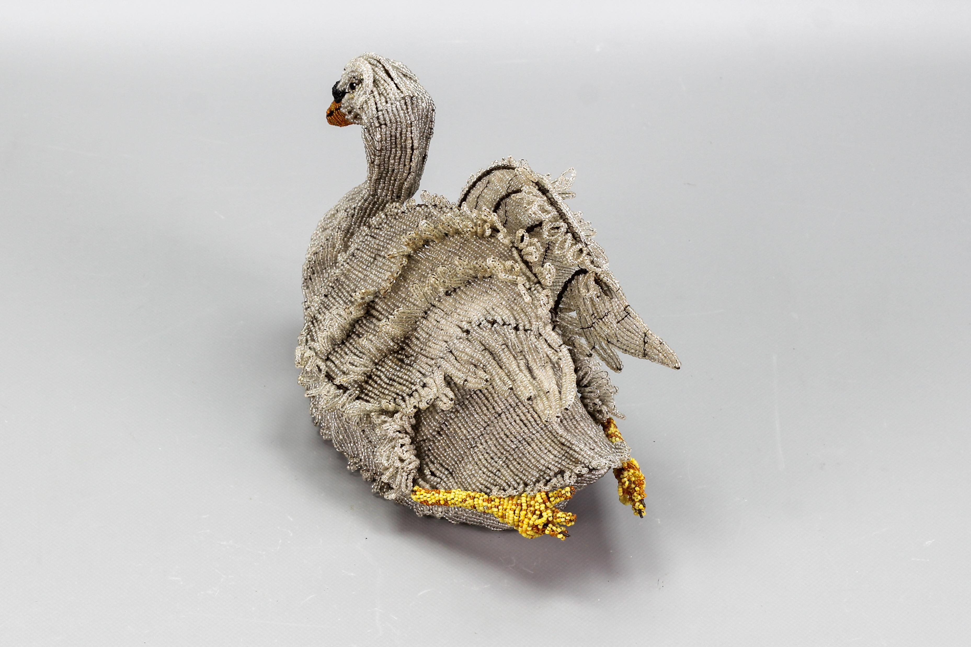 Antique Beaded Swan Figure, Late 19th Century For Sale 7