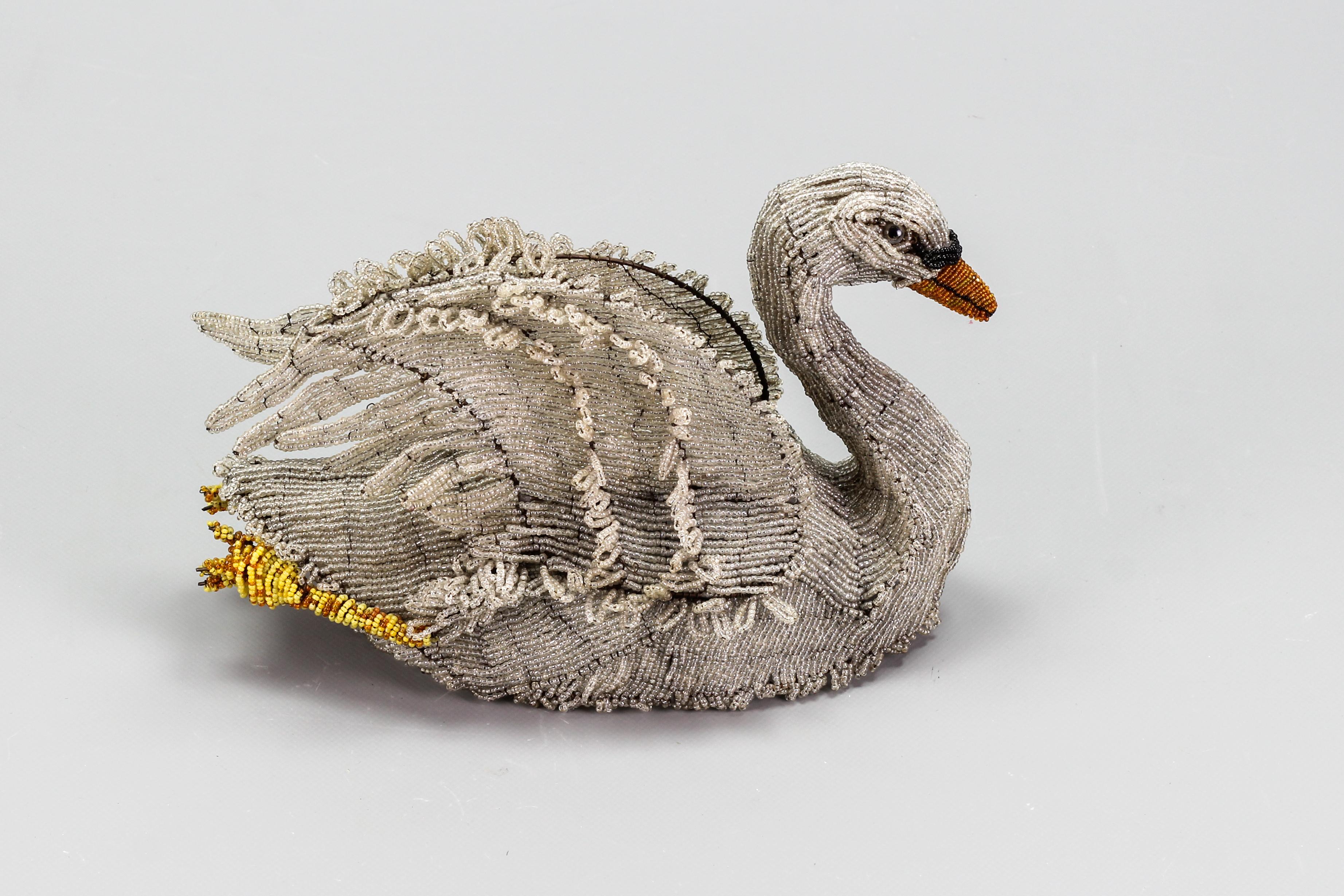 Antique Beaded Swan Figure, Late 19th Century For Sale 8