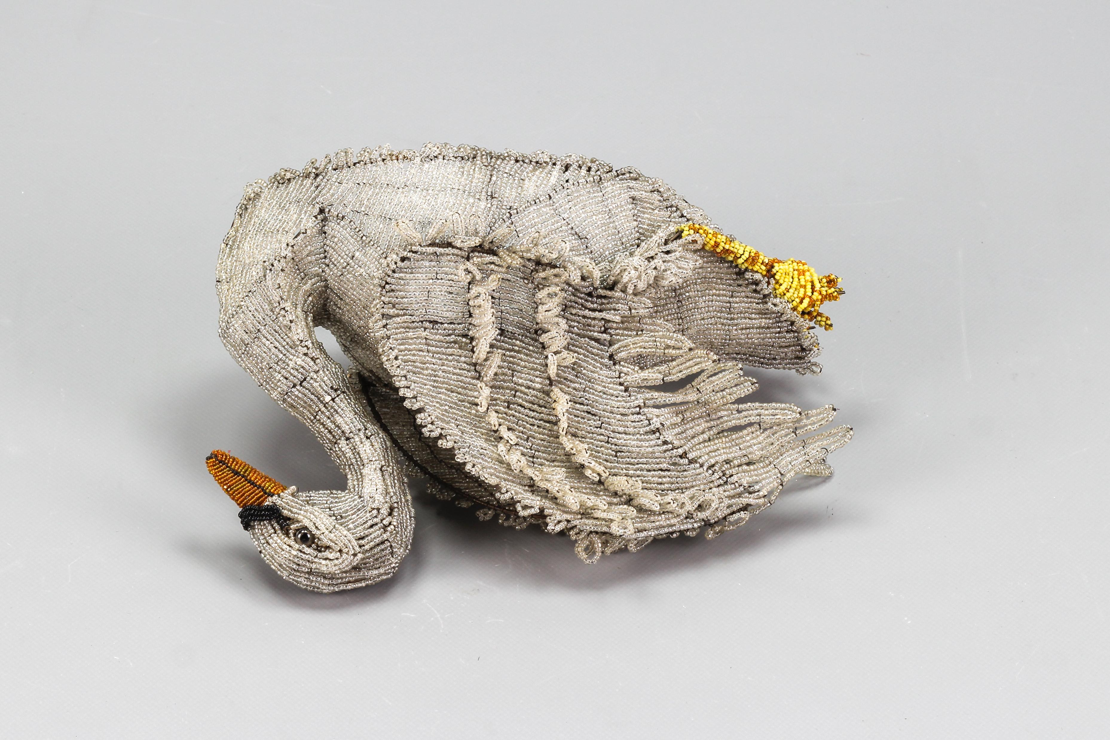 Antique Beaded Swan Figure, Late 19th Century For Sale 9