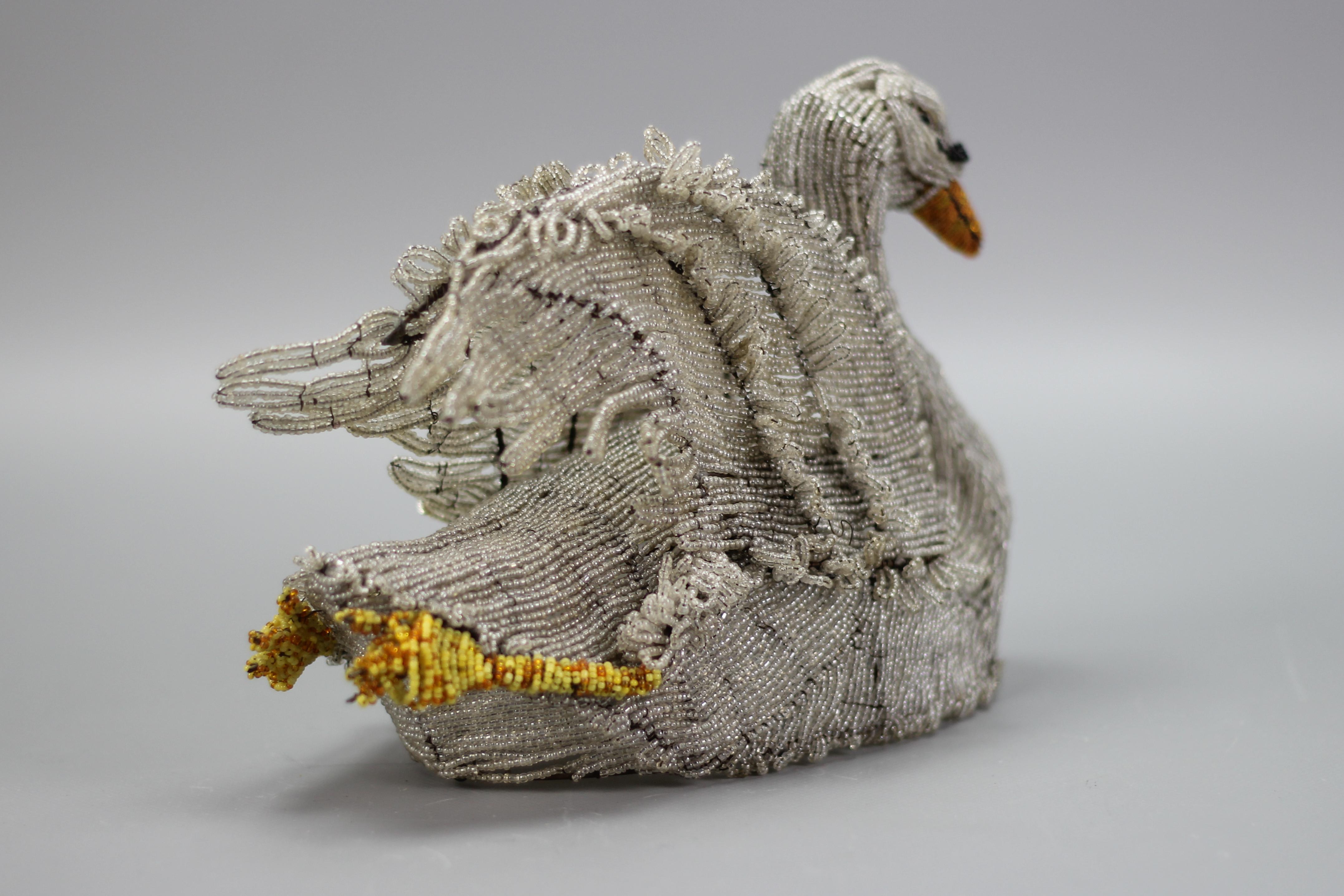 Antique Beaded Swan Figure, Late 19th Century For Sale 1