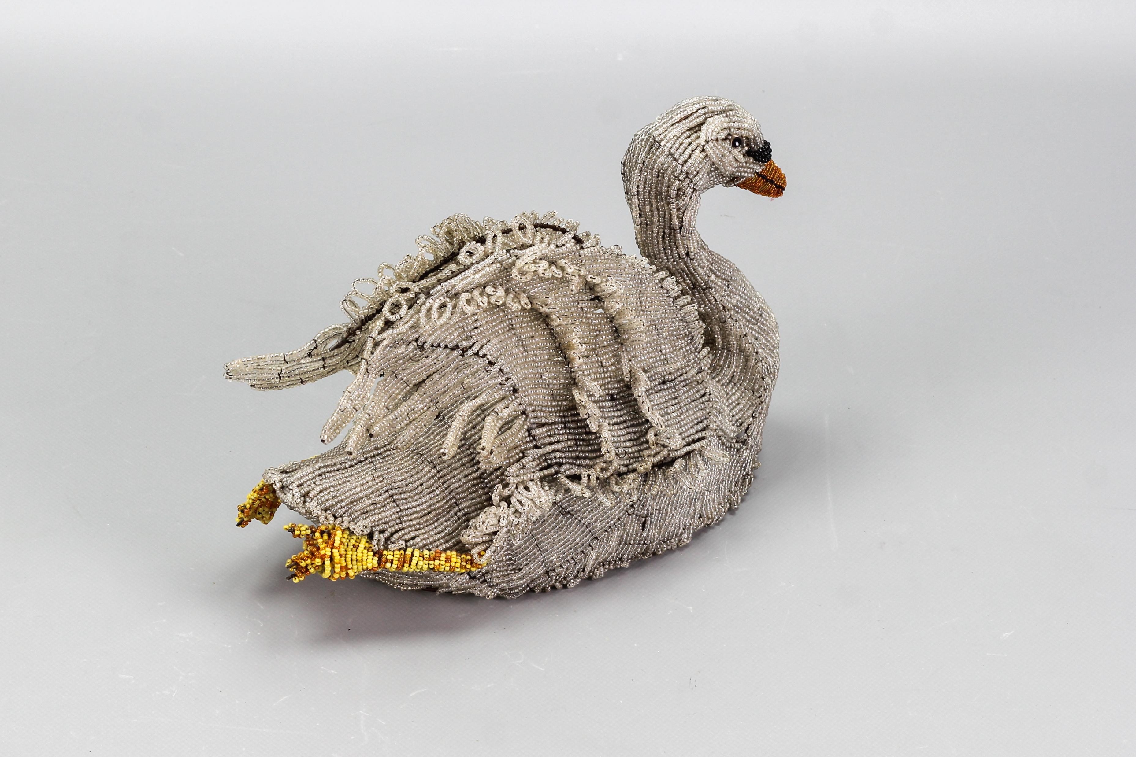 Antique Beaded Swan Figure, Late 19th Century For Sale 2