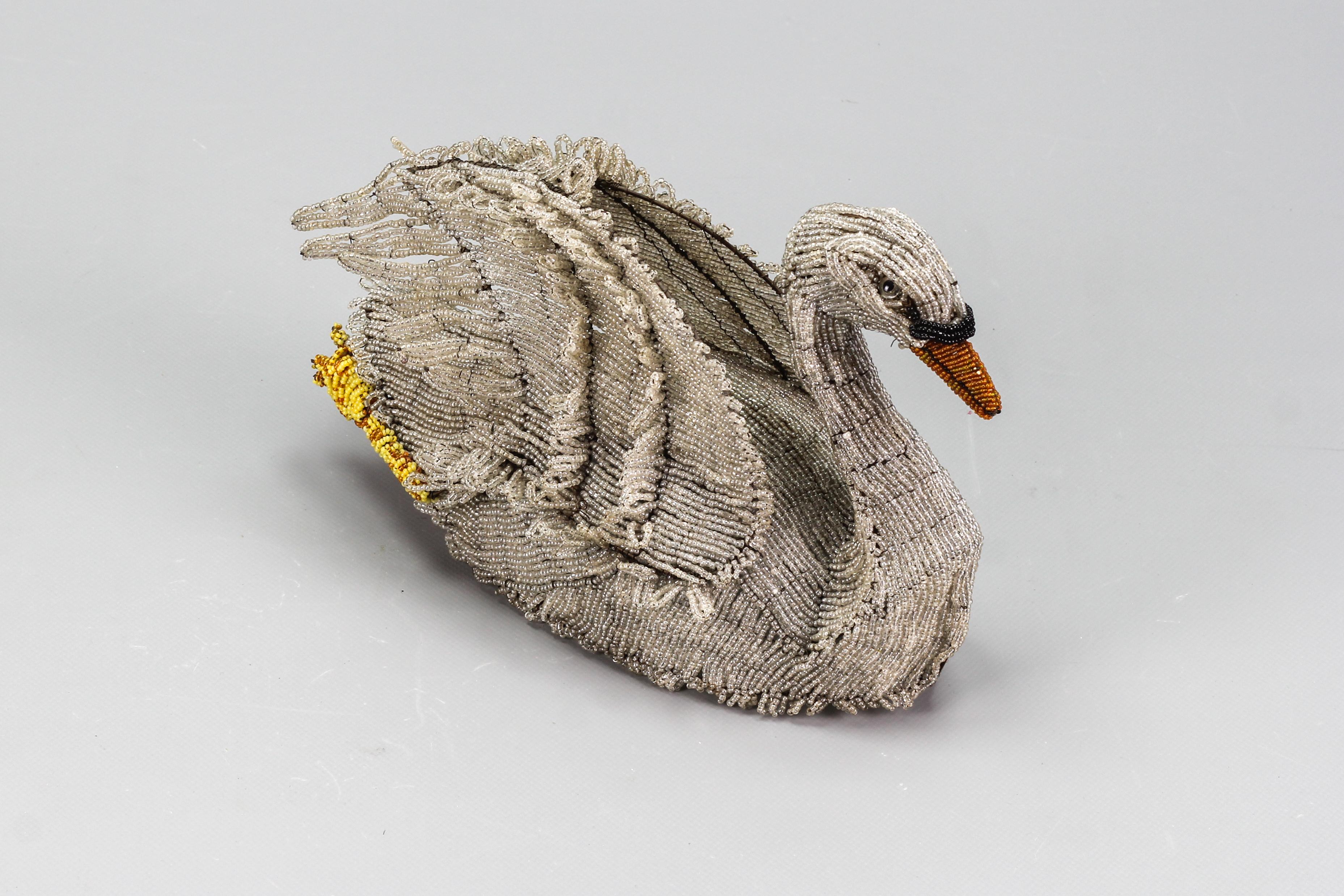 Antique Beaded Swan Figure, Late 19th Century For Sale 3