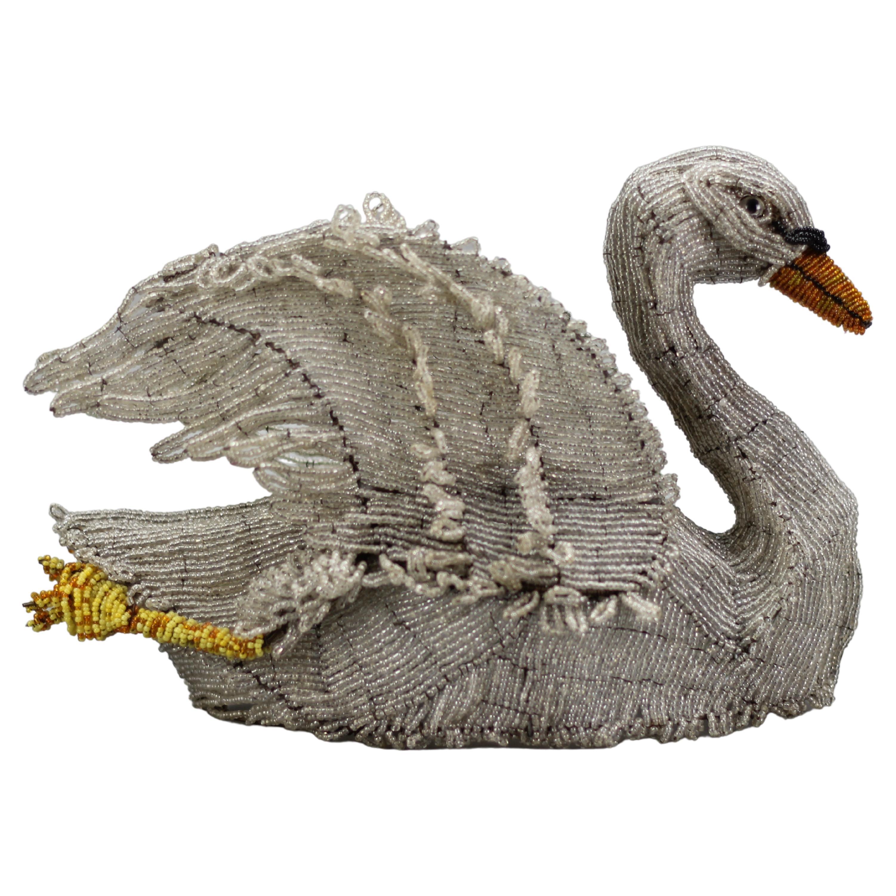 Antique Beaded Swan Figure, Late 19th Century
