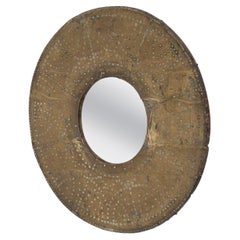 Antique Beaten Brass Wall Mirror