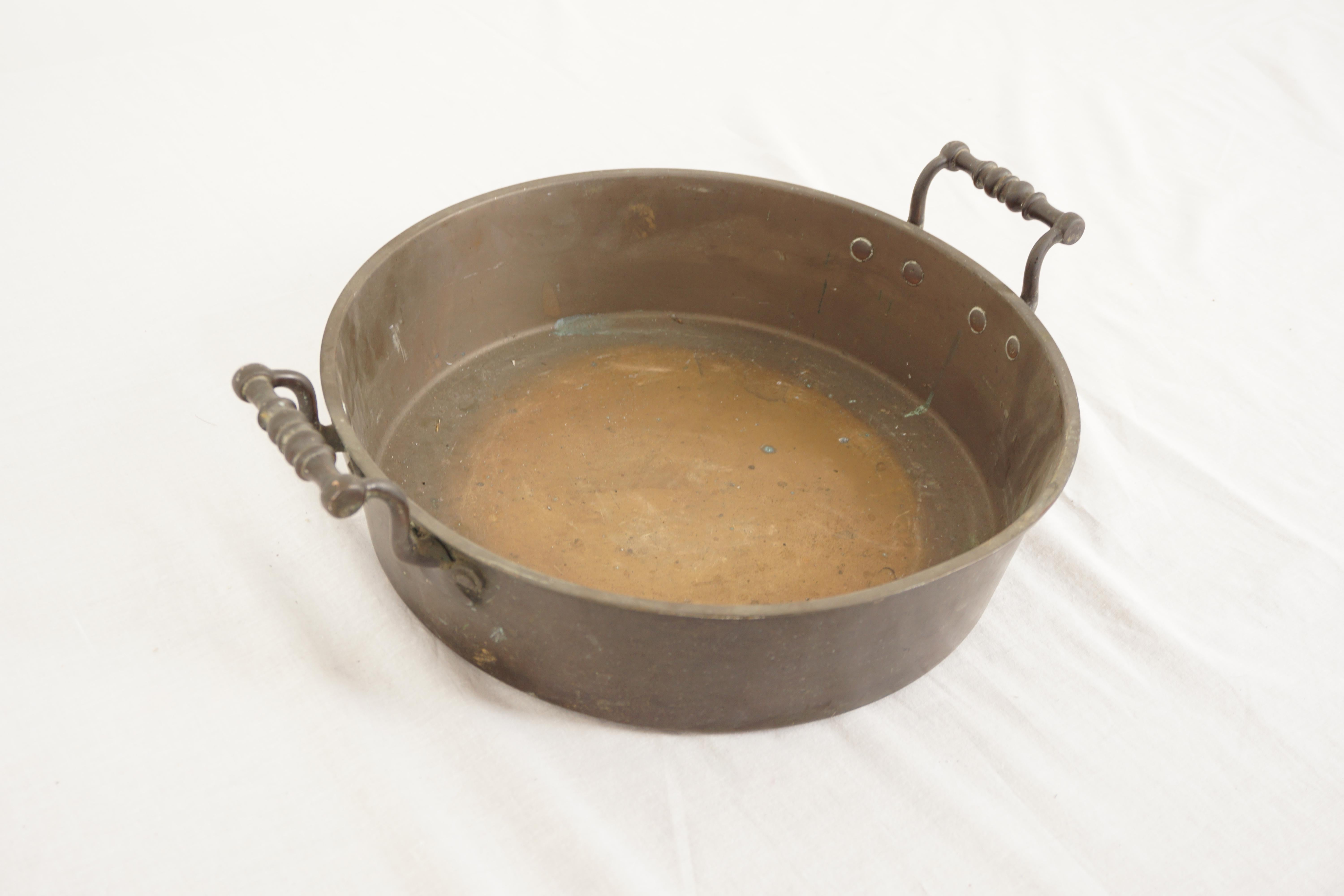Scottish Antique Beaten Copper Pan, Victorian Double Handled Pan, Scotland 1880, H1074 For Sale