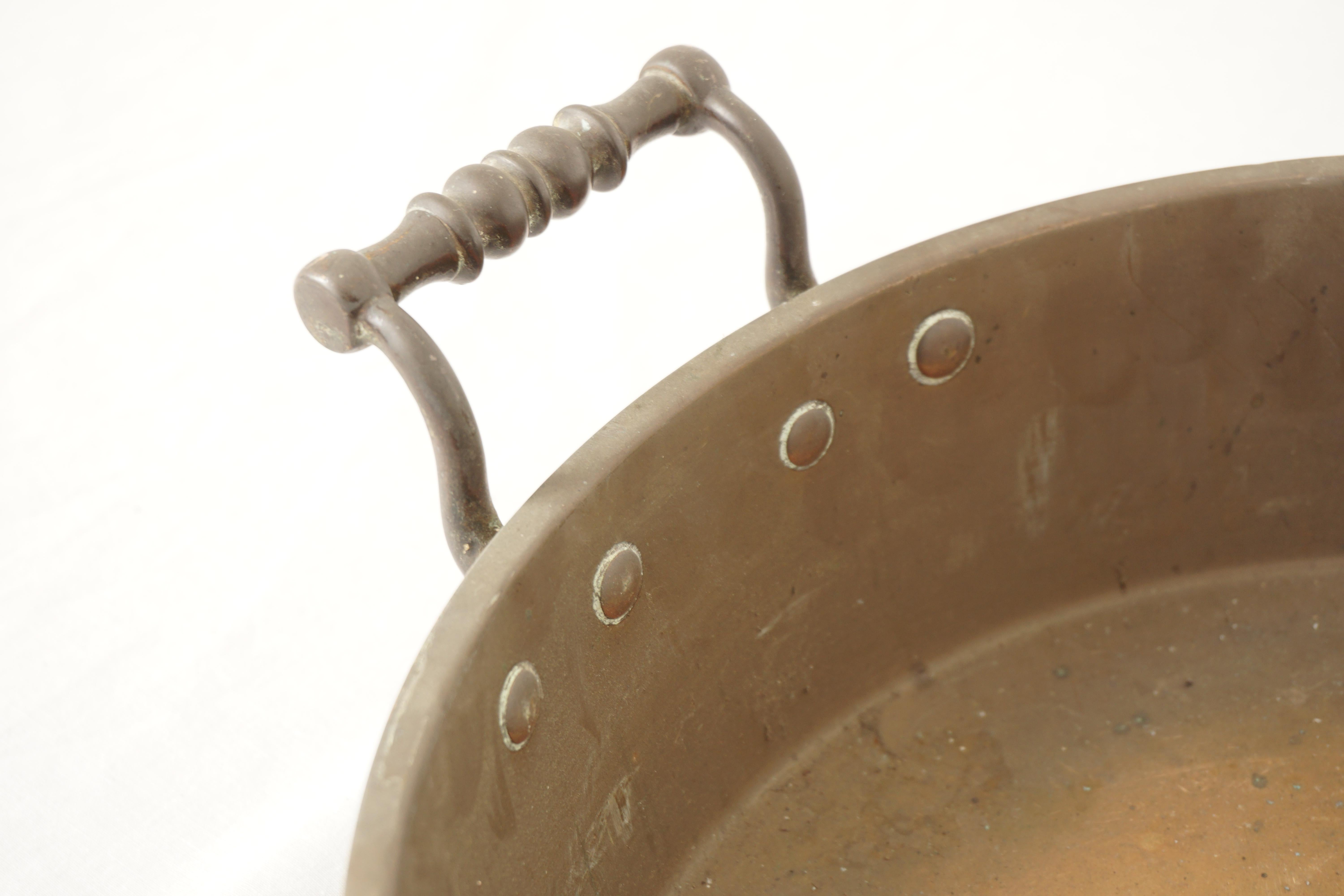 Late 19th Century Antique Beaten Copper Pan, Victorian Double Handled Pan, Scotland 1880, H1074 For Sale