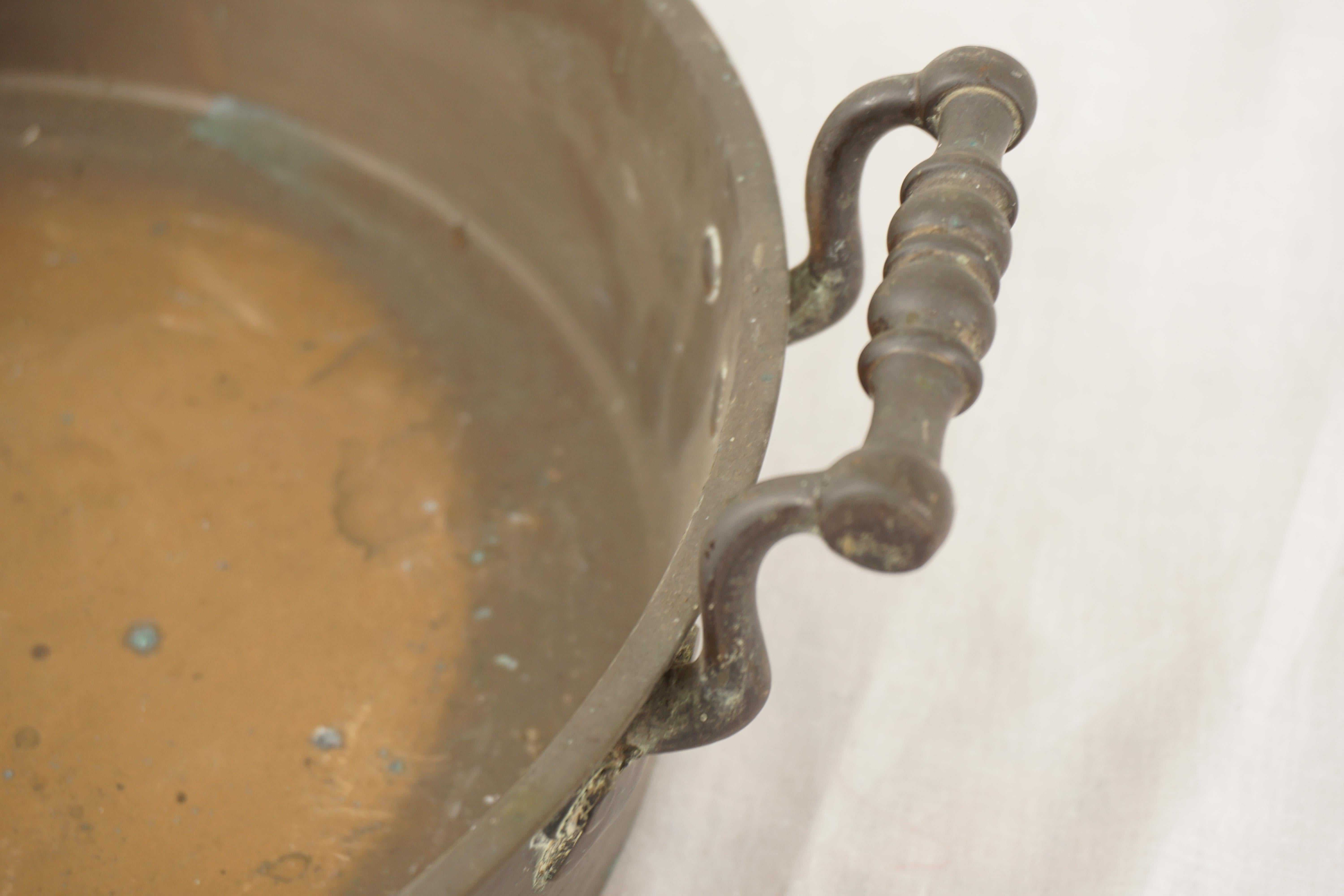Antique Beaten Copper Pan, Victorian Double Handled Pan, Scotland 1880, H1074 For Sale 1