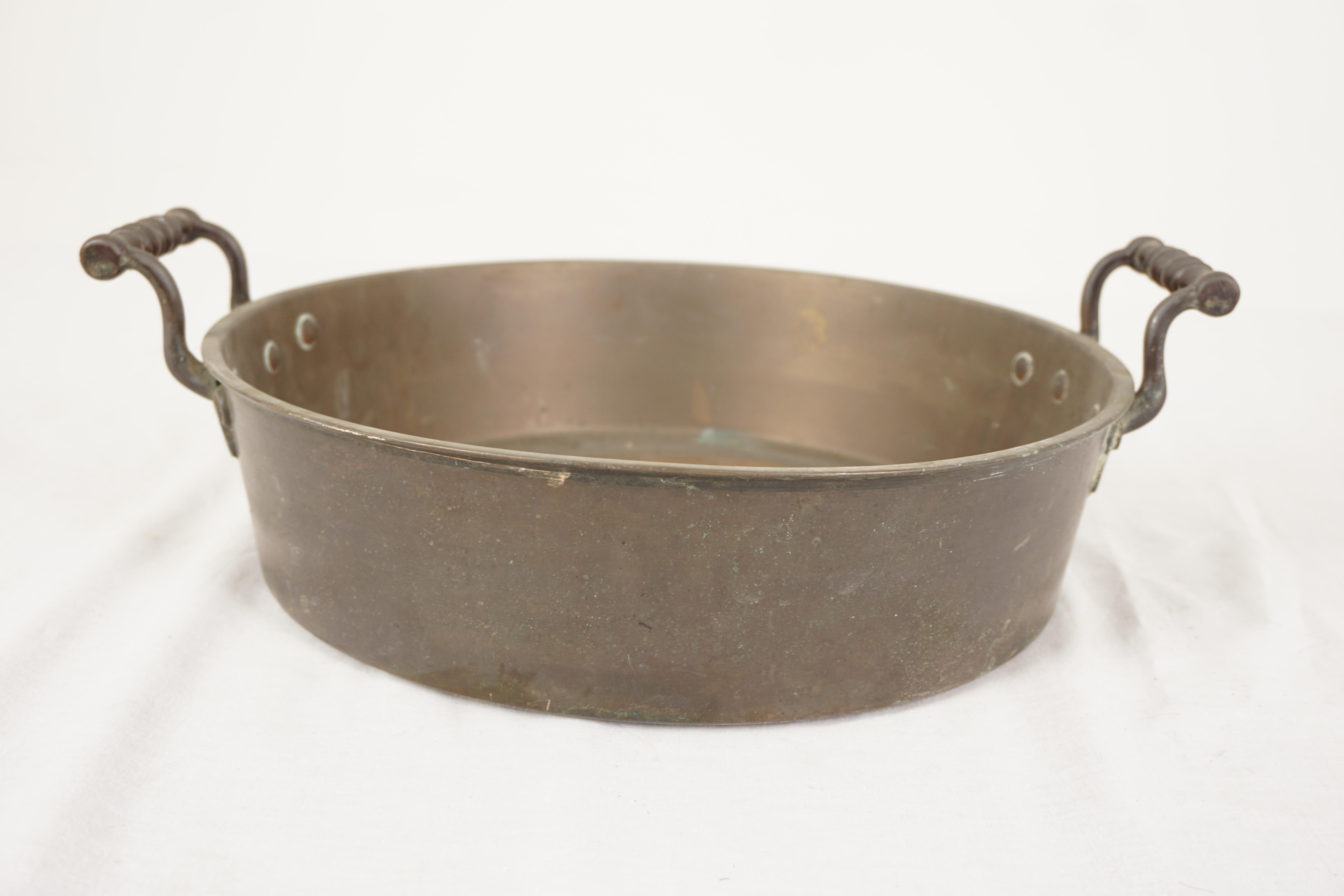Antique Beaten Copper Pan, Victorian Double Handled Pan, Scotland 1880, H1074 For Sale 2