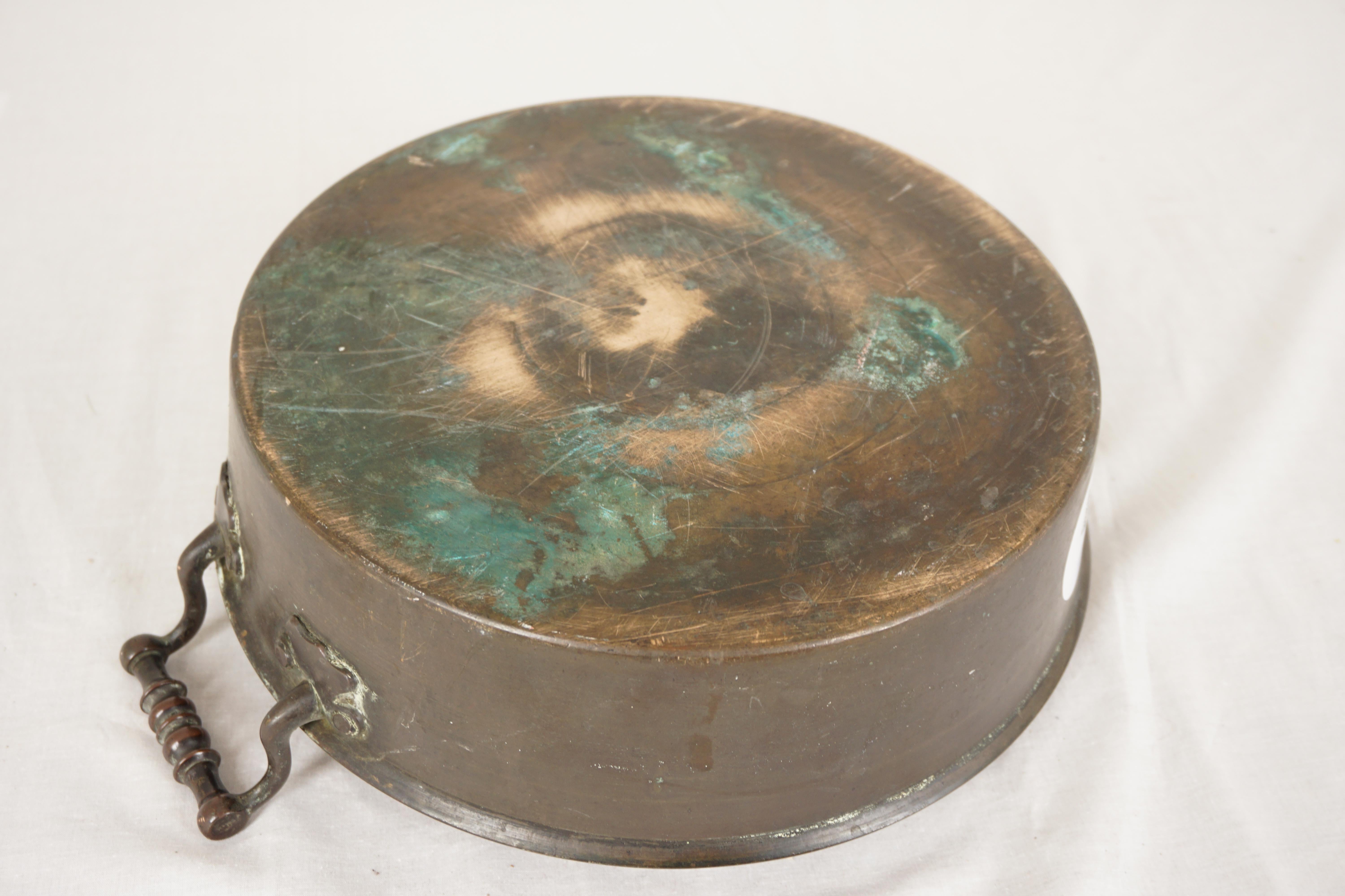 Antique Beaten Copper Pan, Victorian Double Handled Pan, Scotland 1880, H1074 For Sale 3
