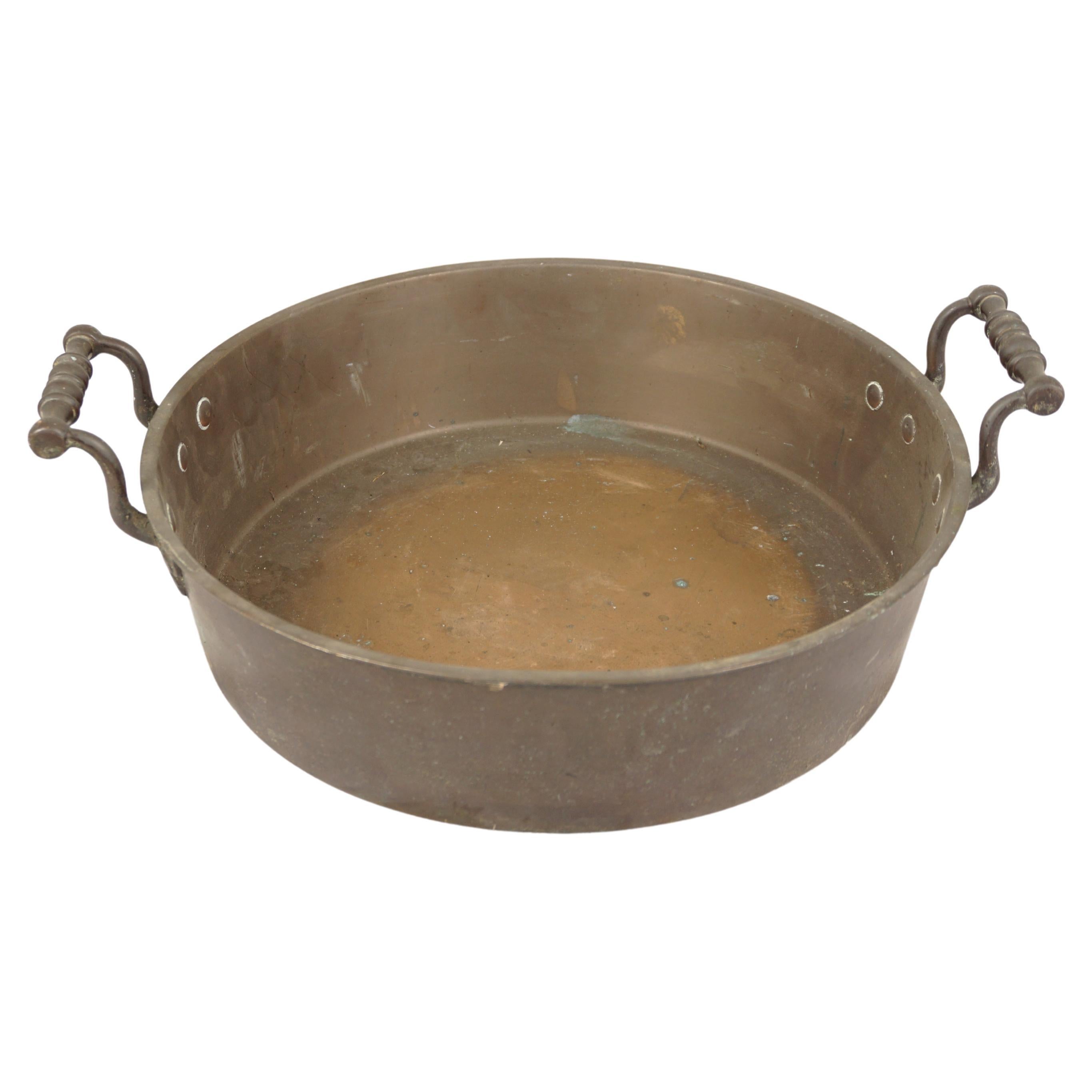 Antique Beaten Copper Pan, Victorian Double Handled Pan, Scotland 1880, H1074 For Sale